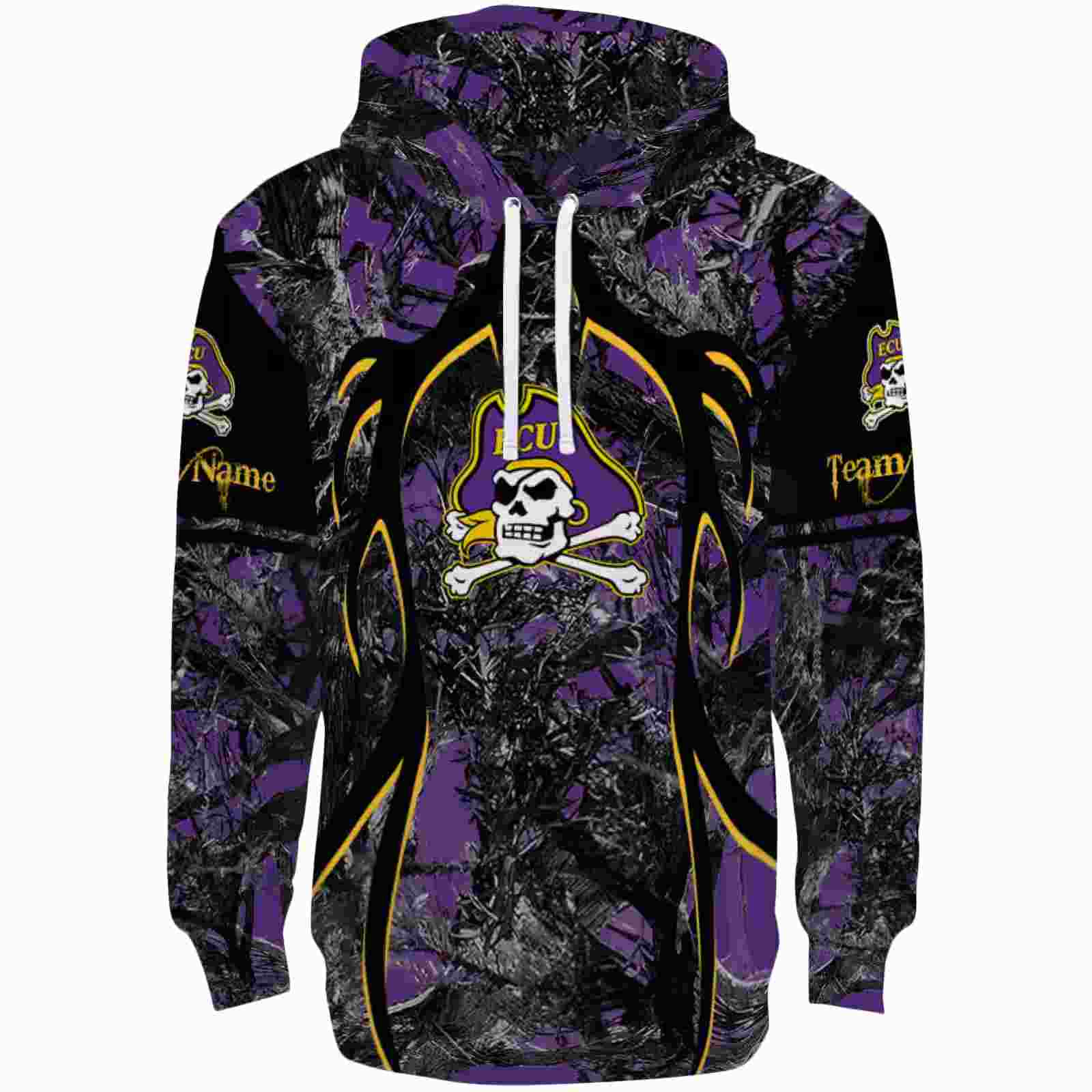 Customized East Carolina Pirates Hunting Theme Purple Black Hoodie