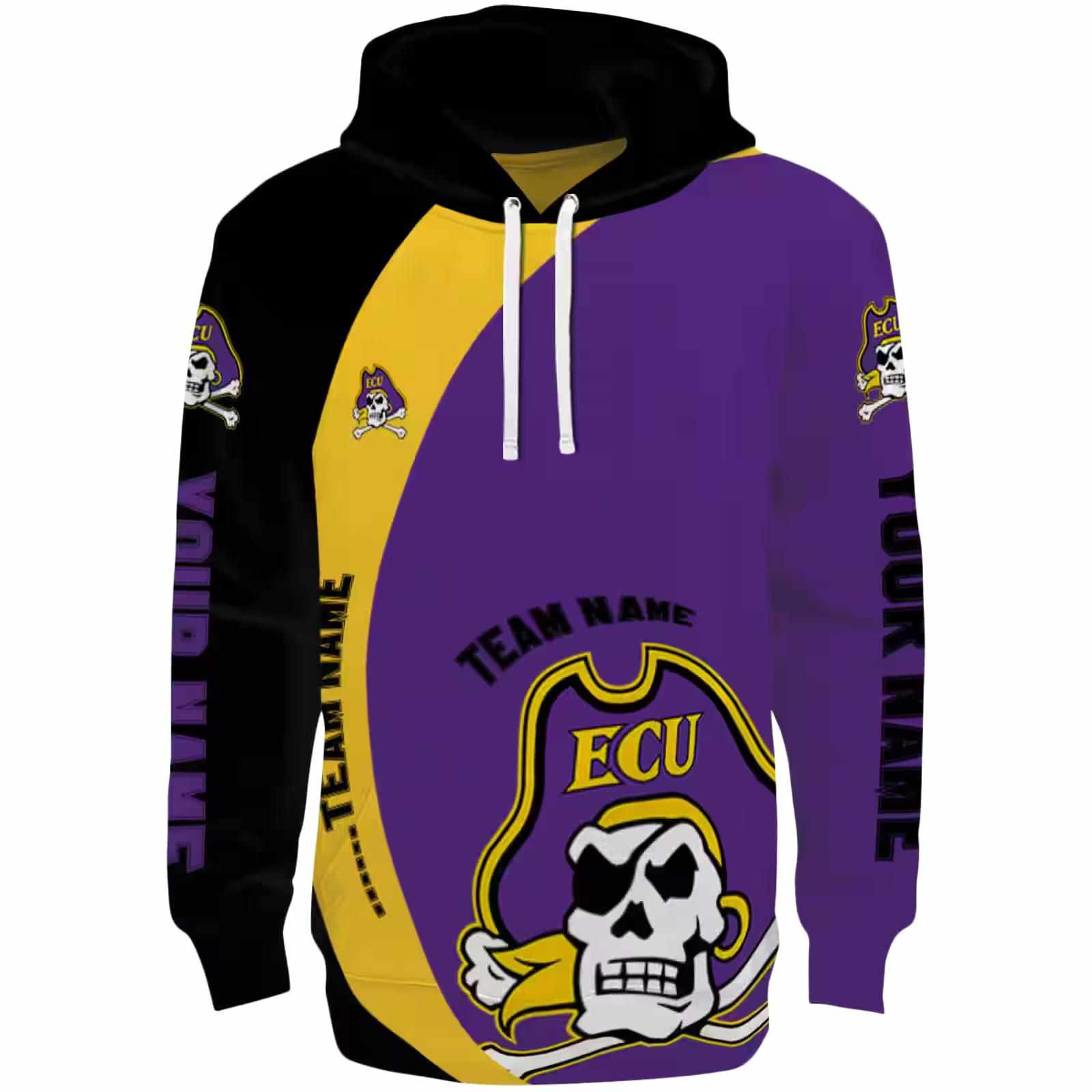 Customized East Carolina Pirates Minimalist Design Purple Black Hoodie