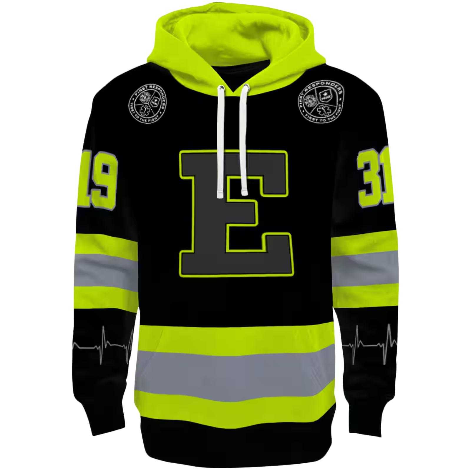 Customized Eastern Michigan Eagles Safety Motif Black Neon Green Hoodie