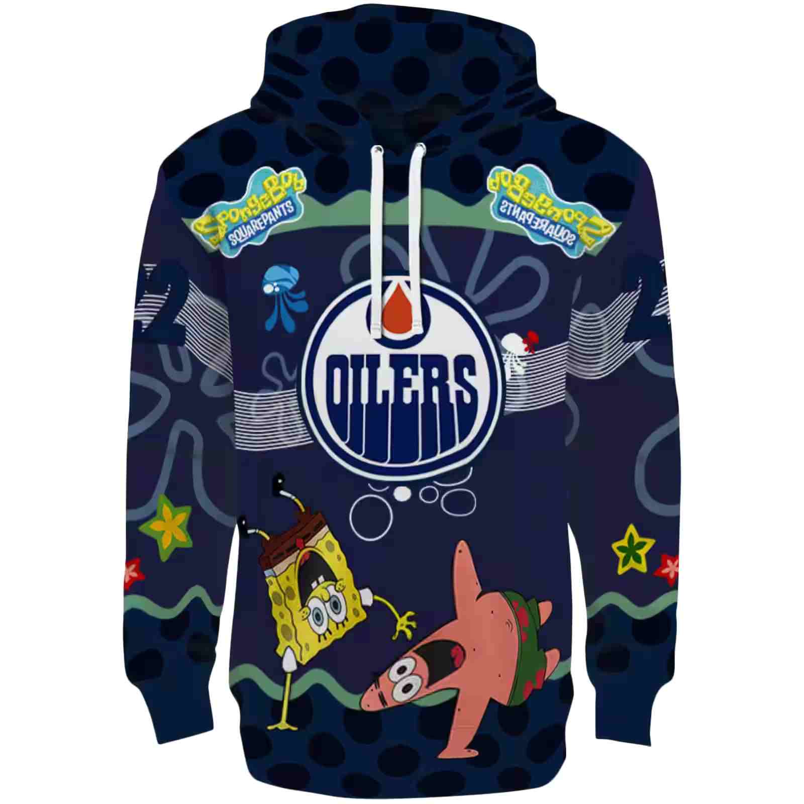 Customized Edmonton Oilers Spongebob Patrick Star Blue Navy Hoodie