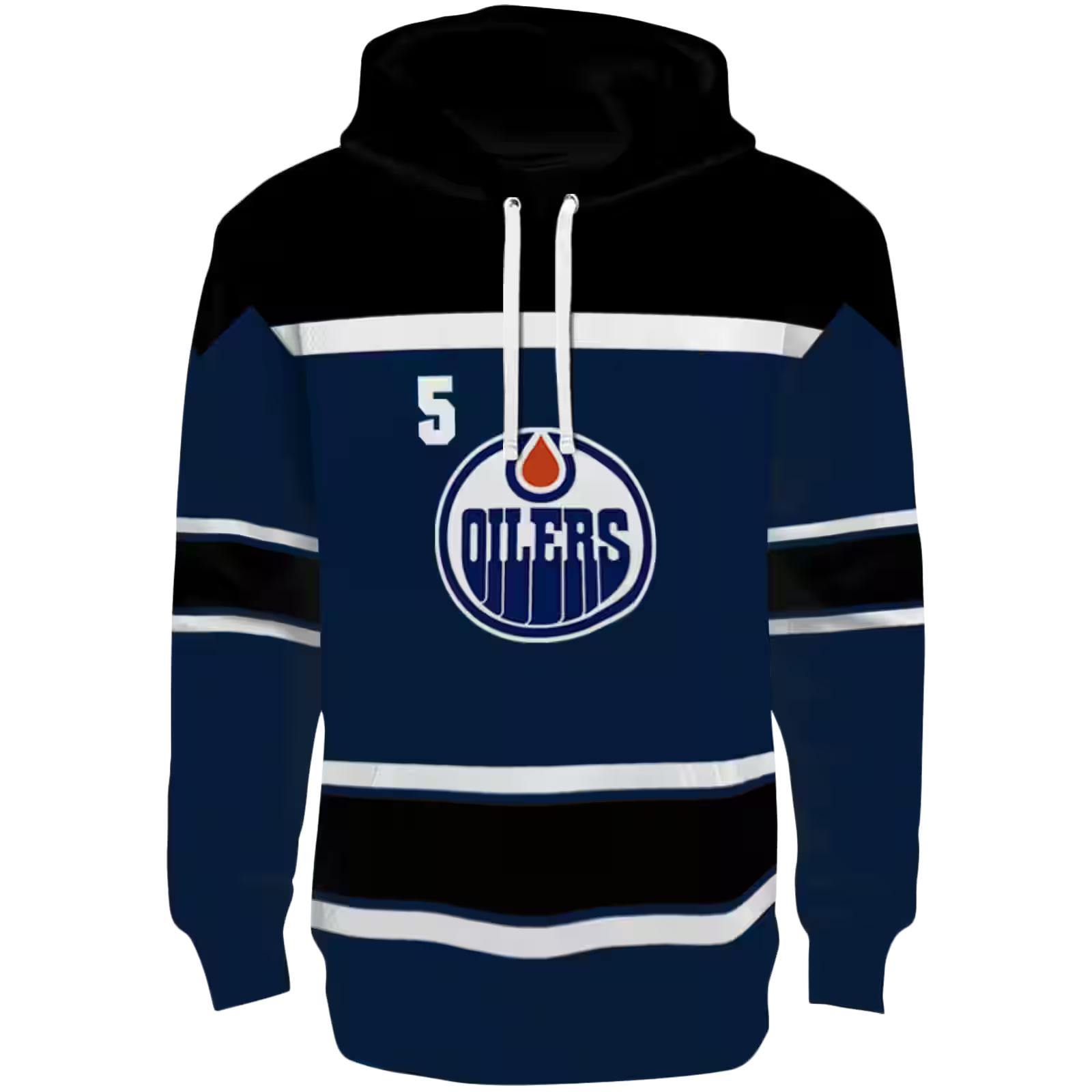 Customized Edmonton Oilers Striped Pattern Blue Hoodie