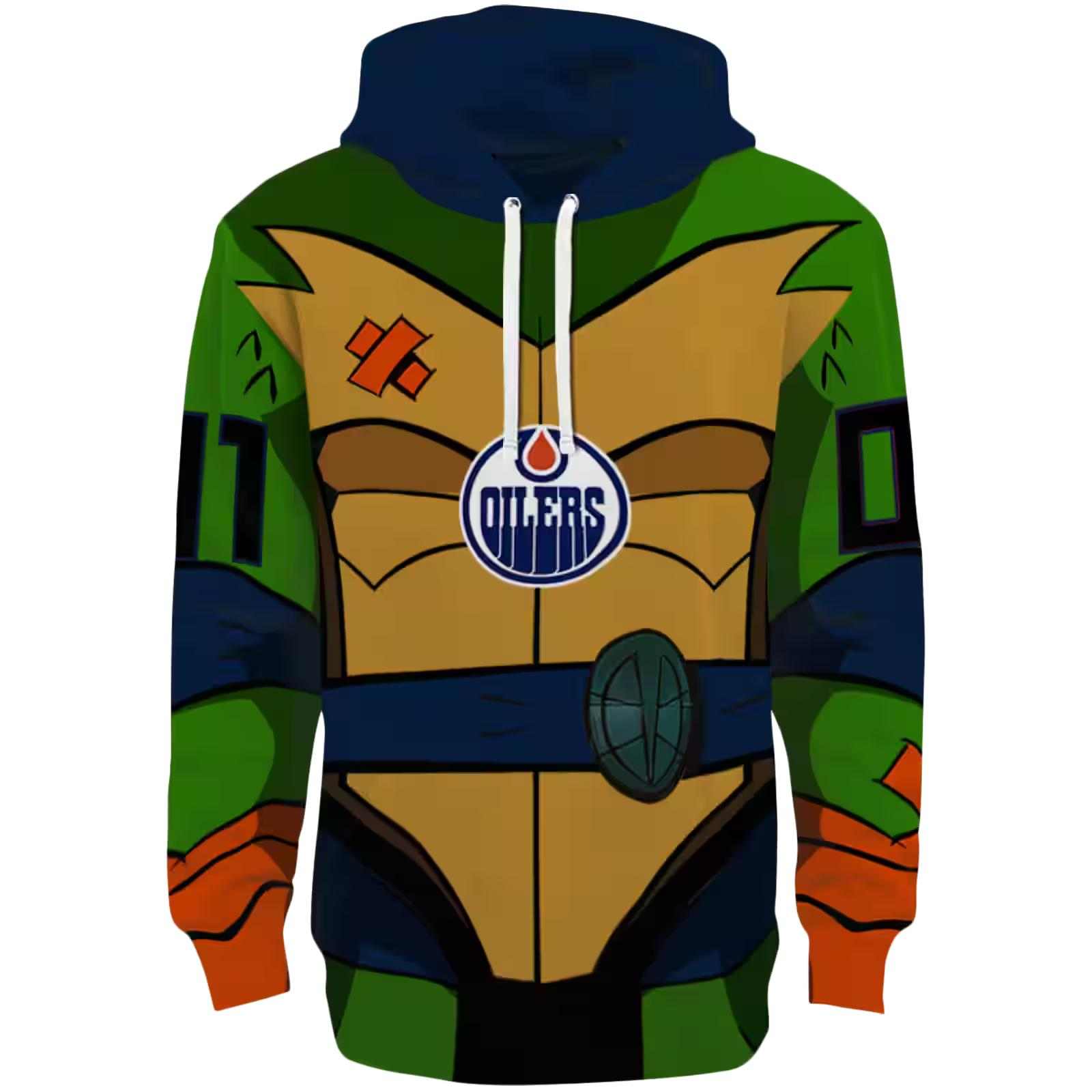 Customized Edmonton Oilers Superhero Armor Blue Green Hoodie