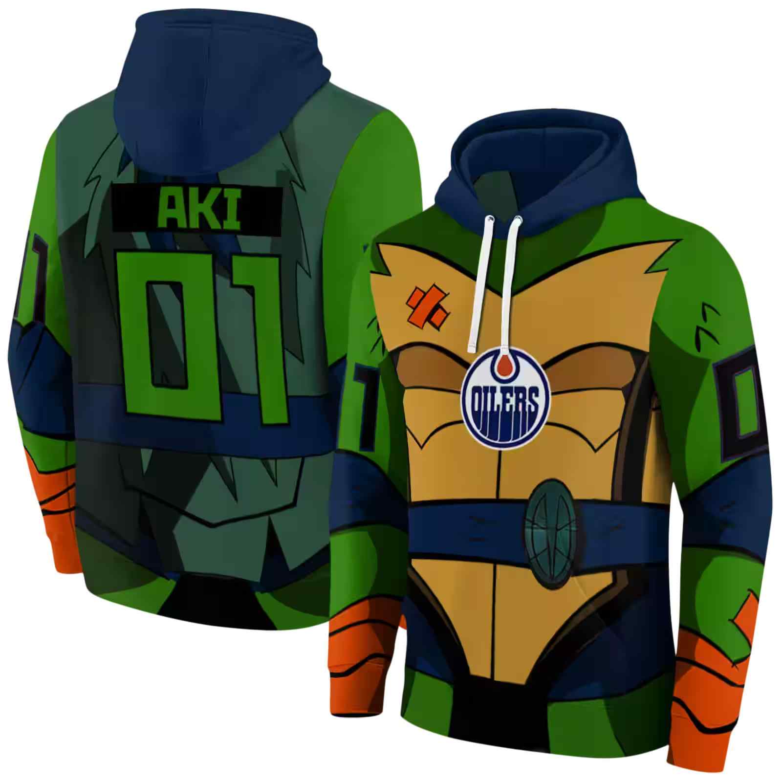 customized edmonton oilers superhero armor blue green hoodie fashion forward