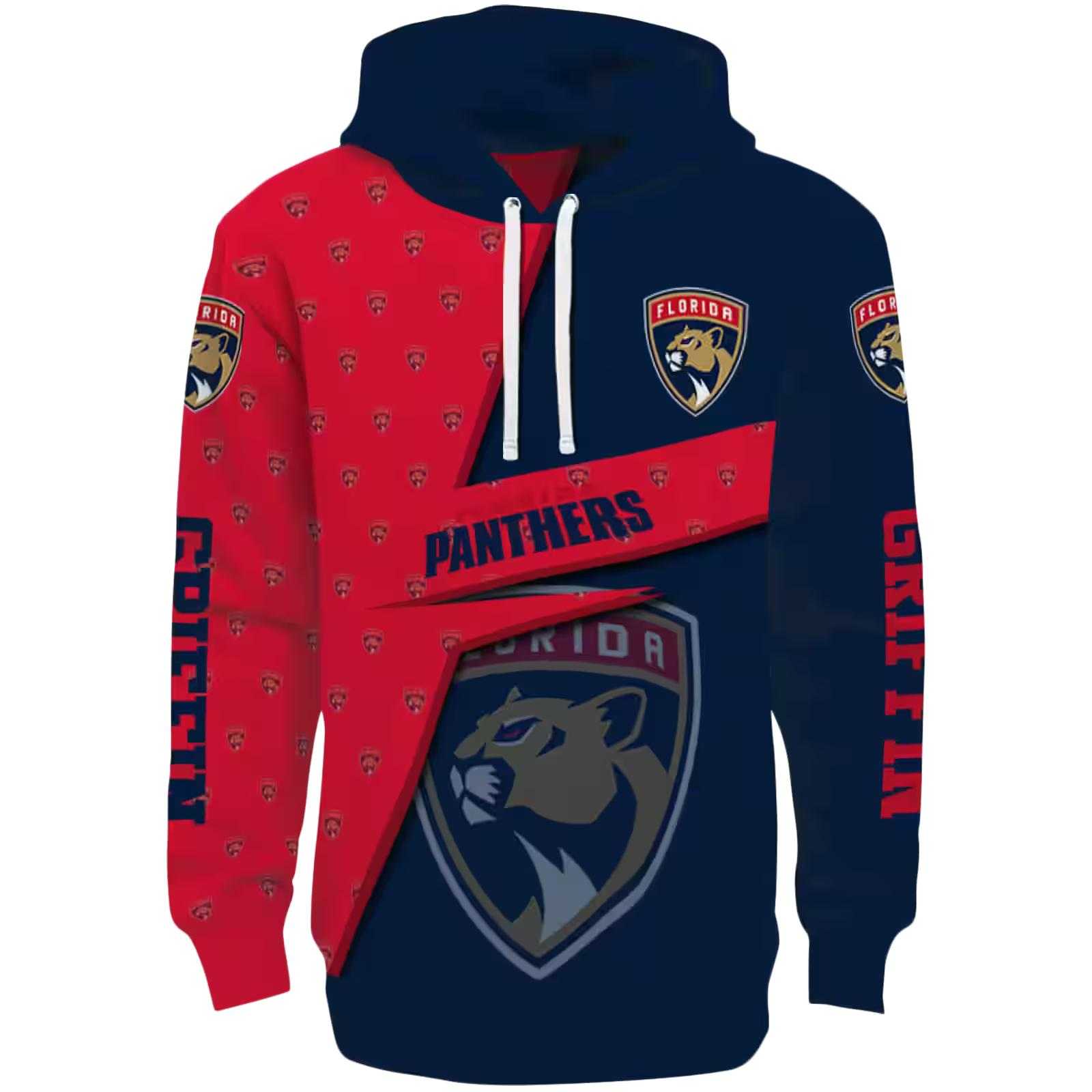 Customized Florida Panthers Abstract Shape Red Hoodie