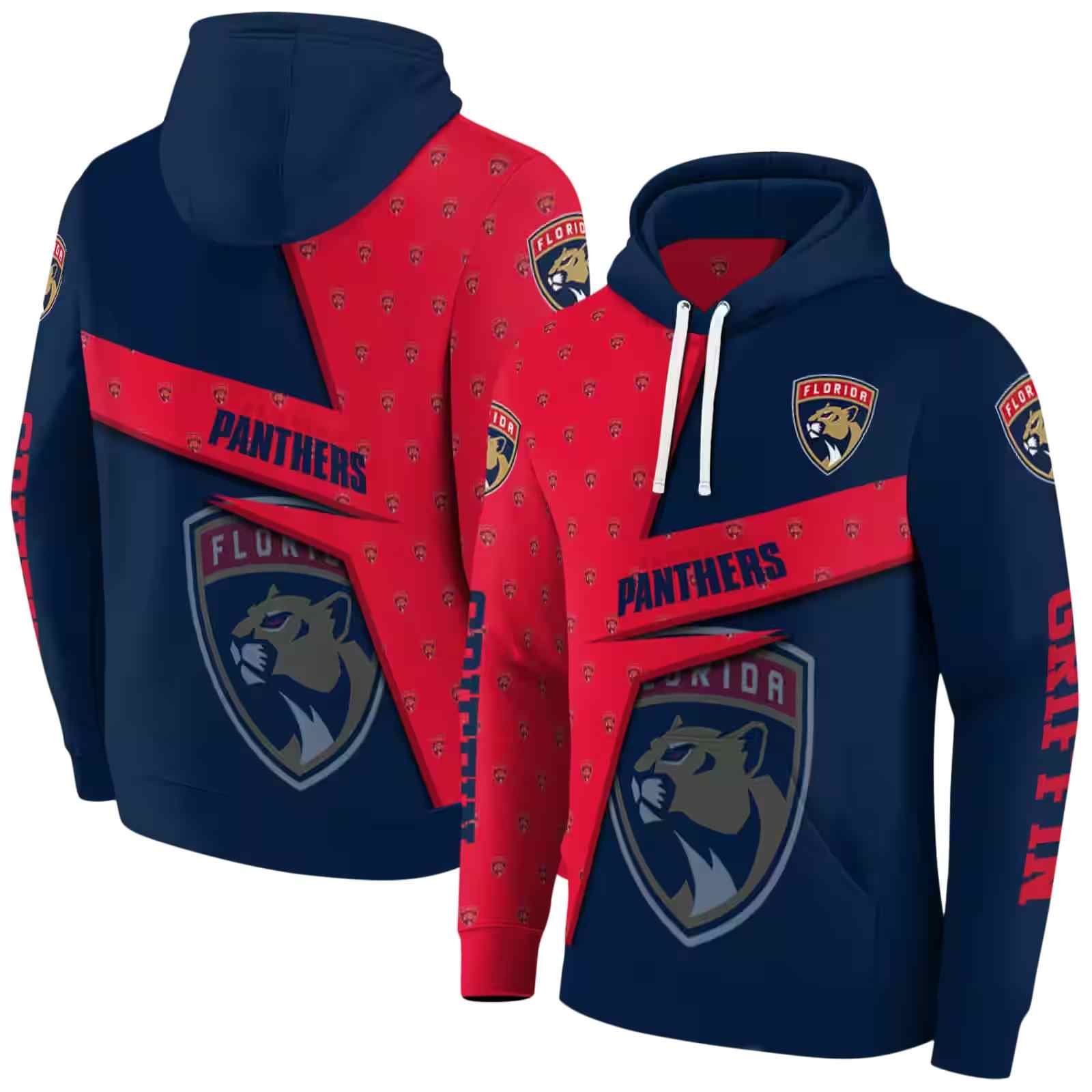 customized florida panthers abstract shape red hoodie fashion forward