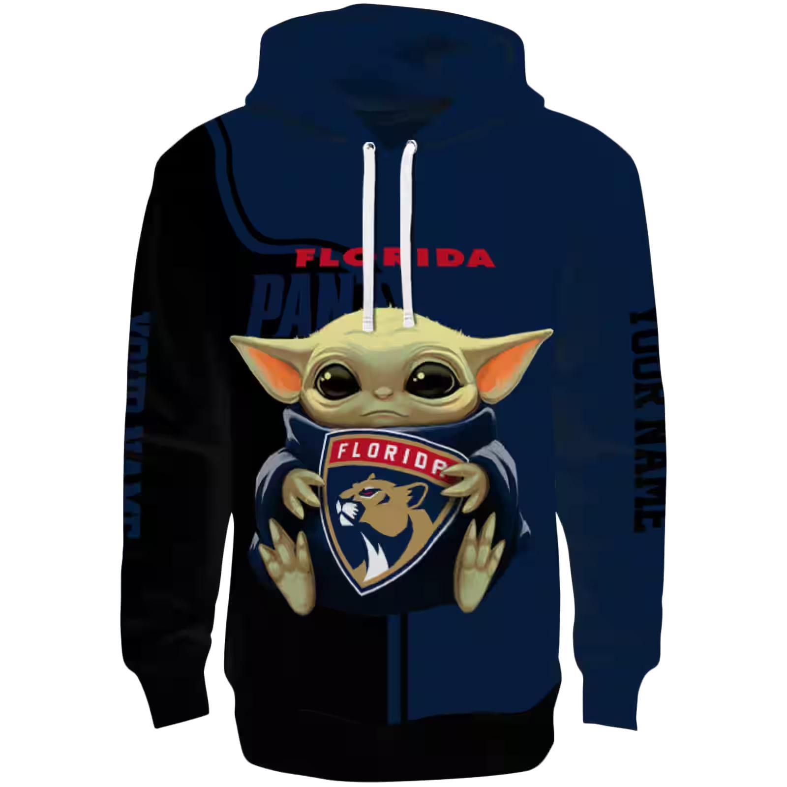 Customized Florida Panthers Baby Yoda Red Black Hoodie