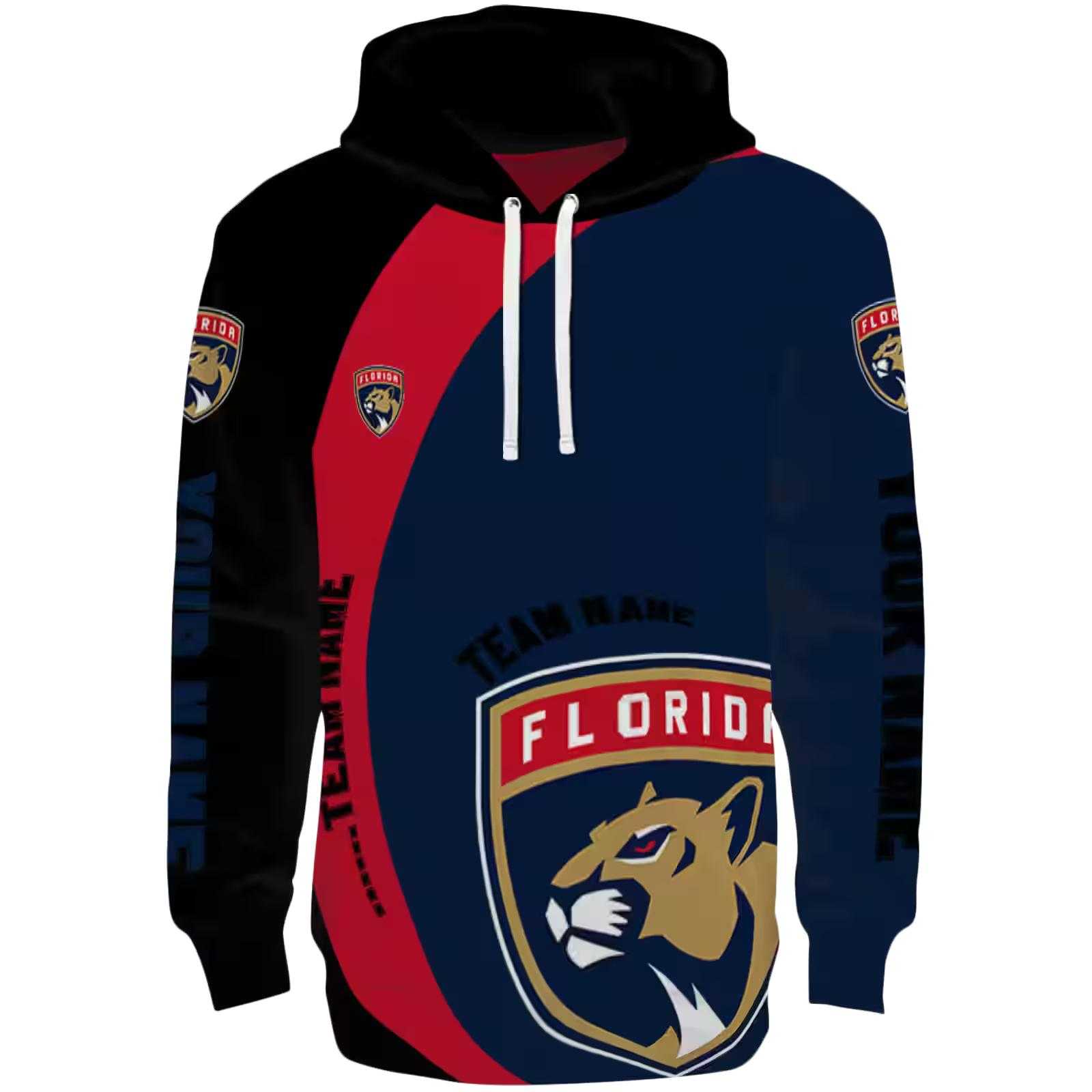 Customized Florida Panthers Minimalist Design Red Black Hoodie