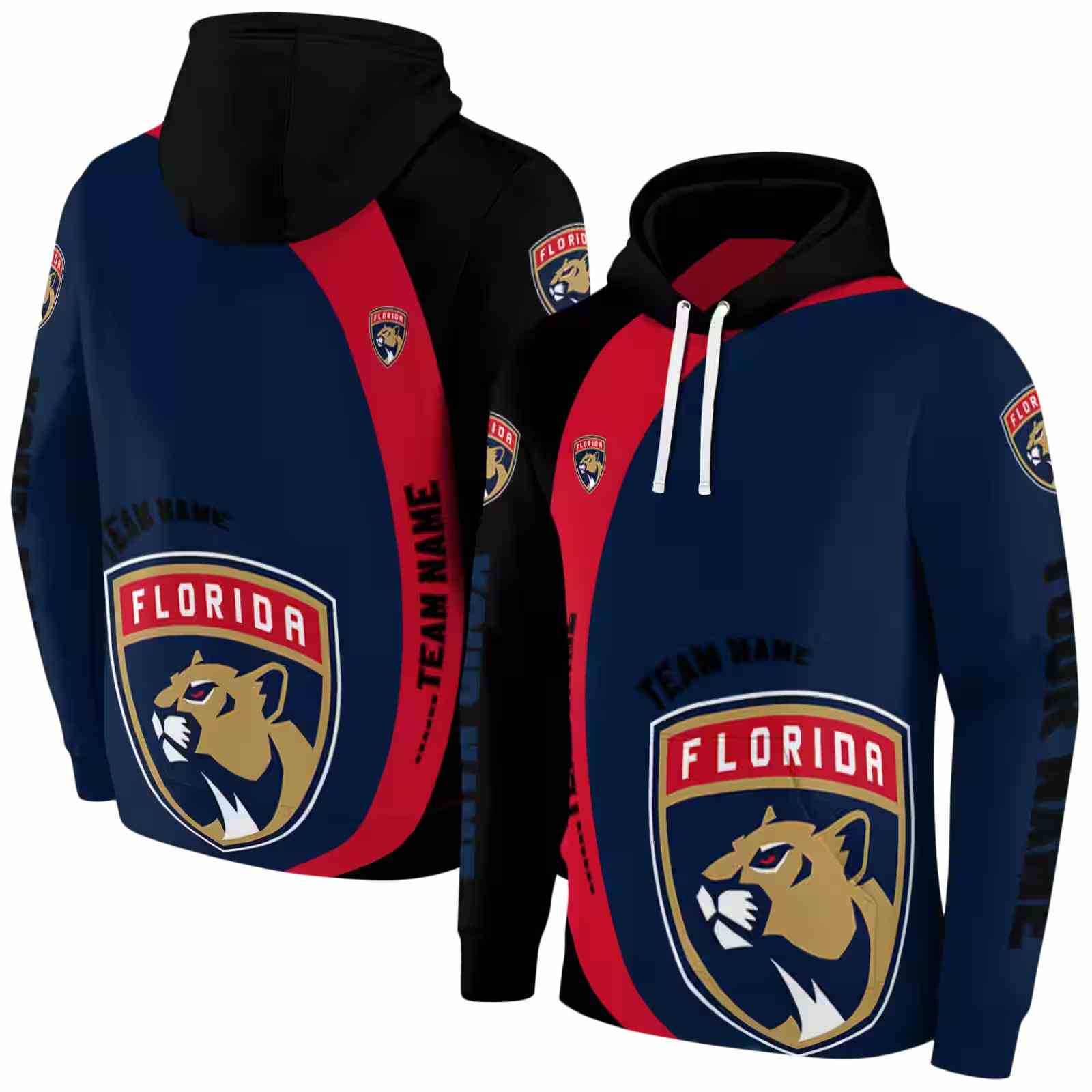 customized florida panthers minimalist design red black hoodie fashion forward