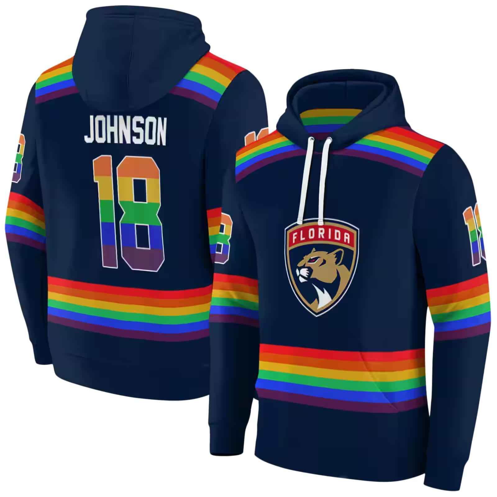 customized florida panthers rainbow stripes red hoodie fashion forward