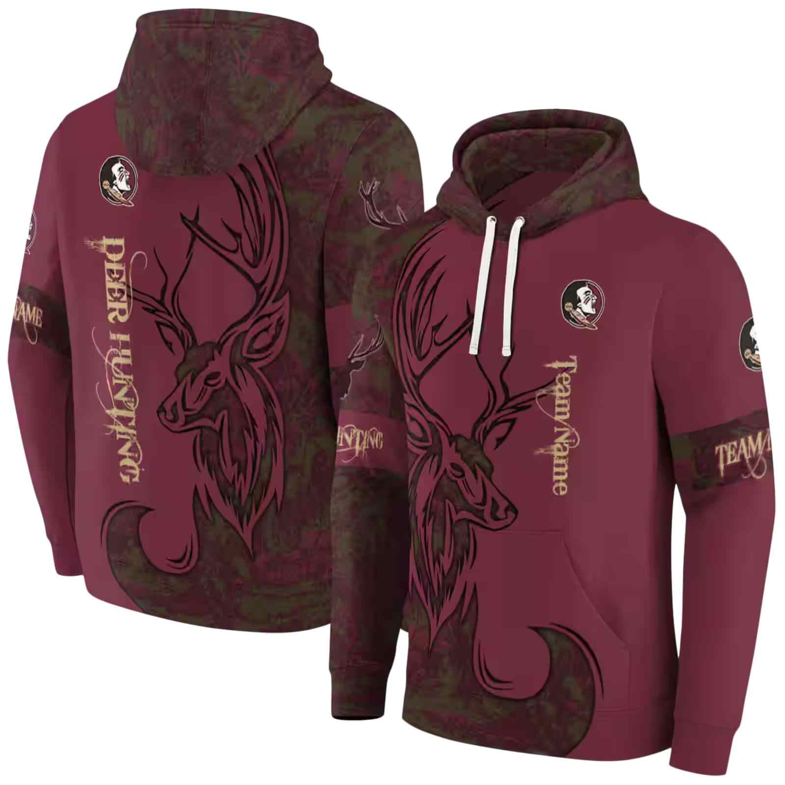 customized florida state seminoles deer silhouette garnet hoodie fashion forward