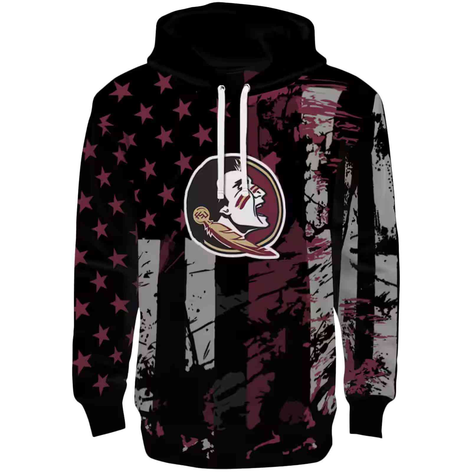 Customized Florida State Seminoles Distressed Flag Garnet Black Hoodie