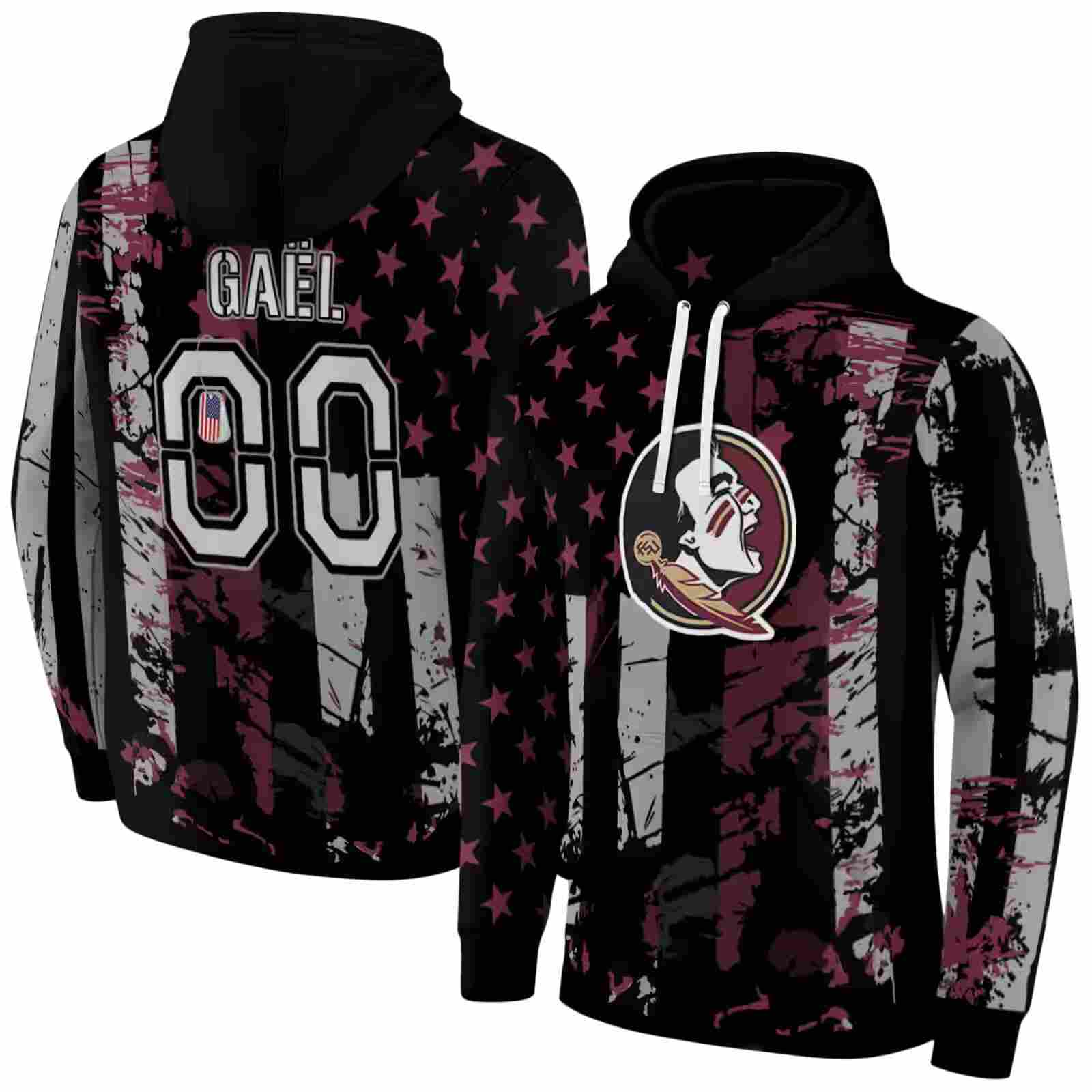 customized florida state seminoles distressed flag garnet black hoodie fashion forward