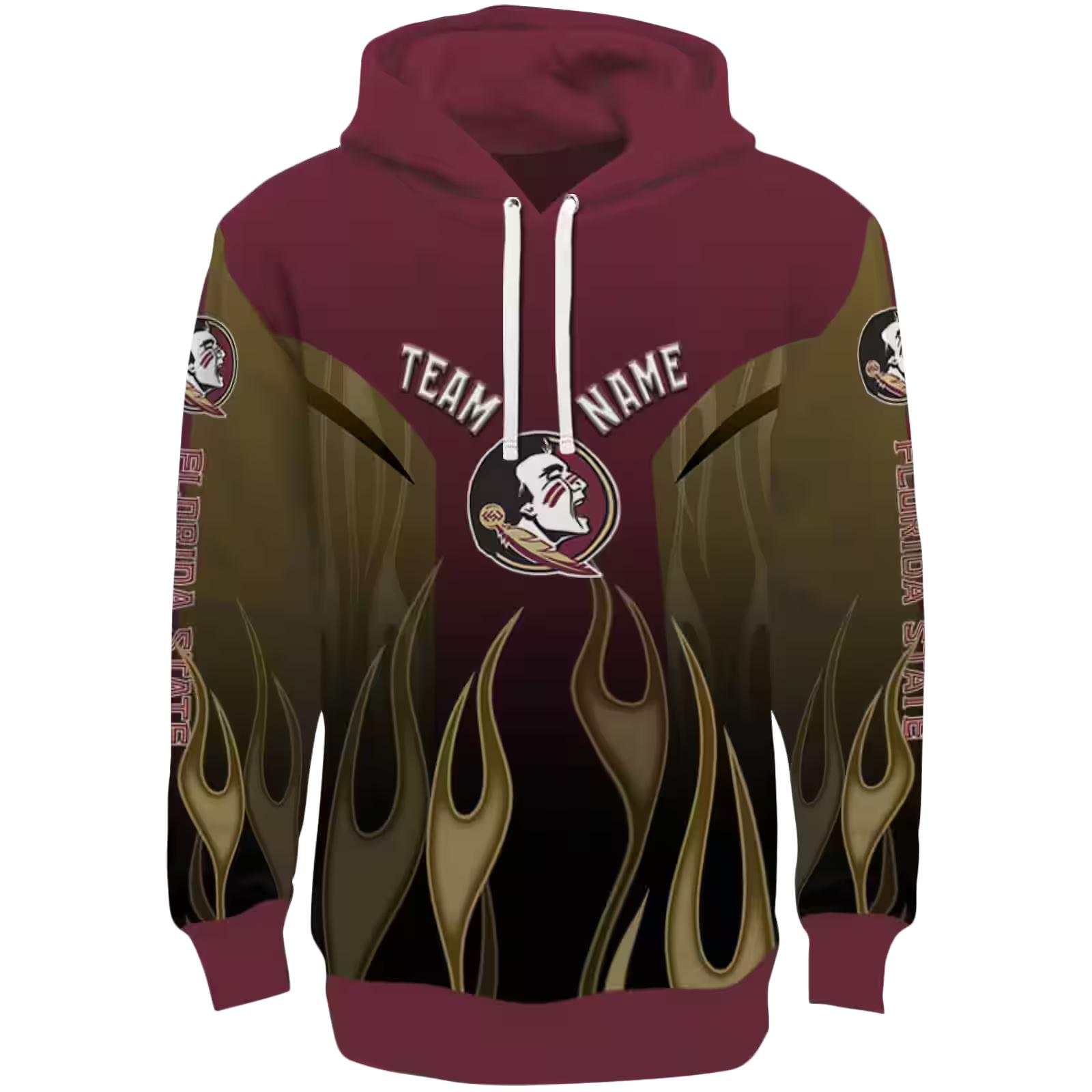 Customized Florida State Seminoles Flame Design Garnet Hoodie
