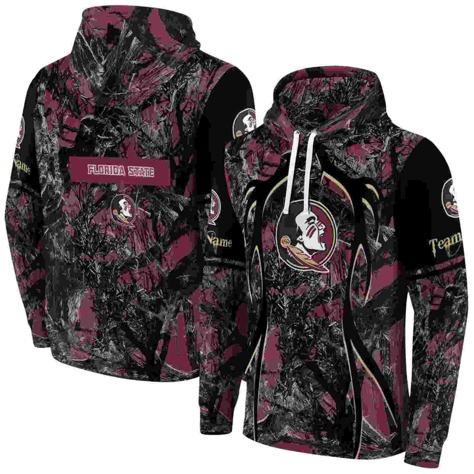 customized florida state seminoles hunting theme garnet black hoodie fashion forward