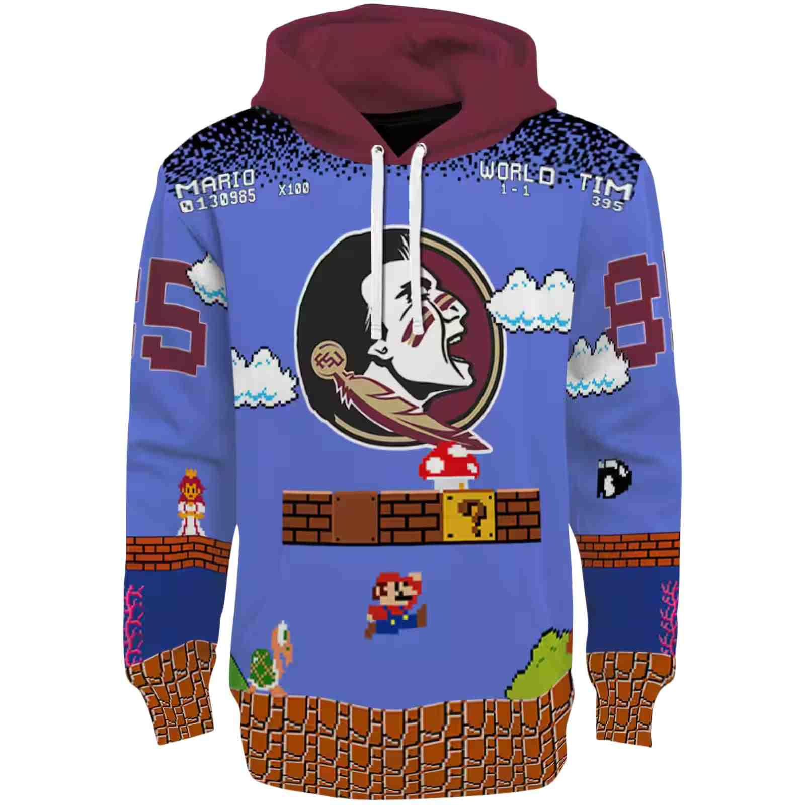 Customized Florida State Seminoles Mario Blue Black Hoodie