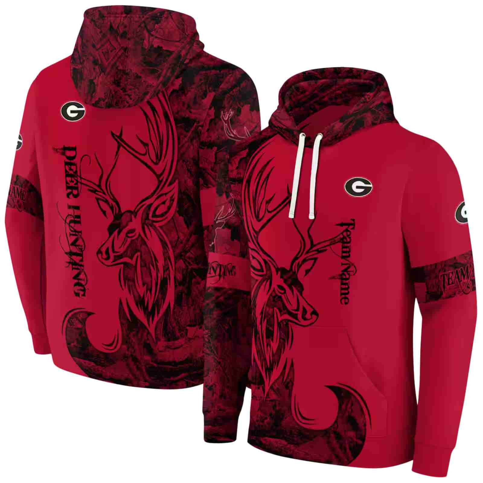 customized georgia bulldogs deer silhouette red hoodie fashion forward