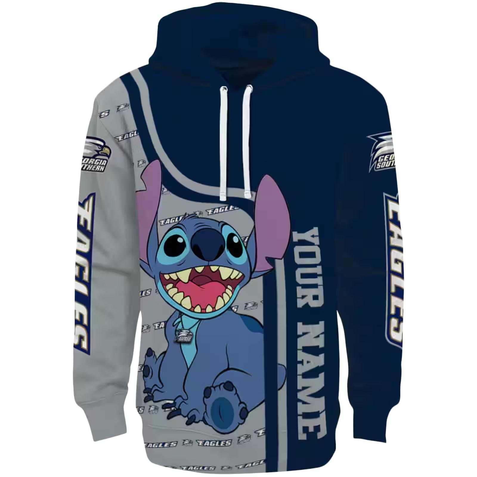 Customized Georgia Southern Eagles Stitch Blue Hoodie