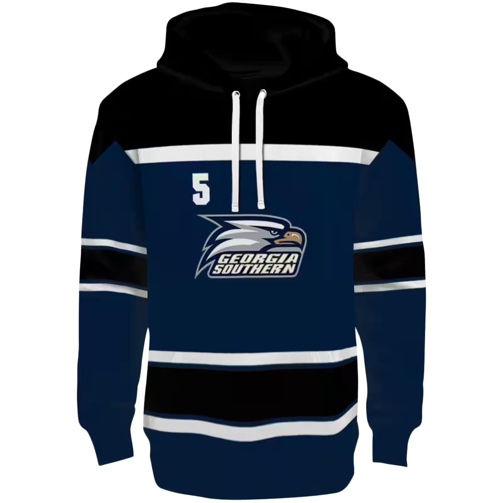 Customized Georgia Southern Eagles Striped Pattern Blue Hoodie
