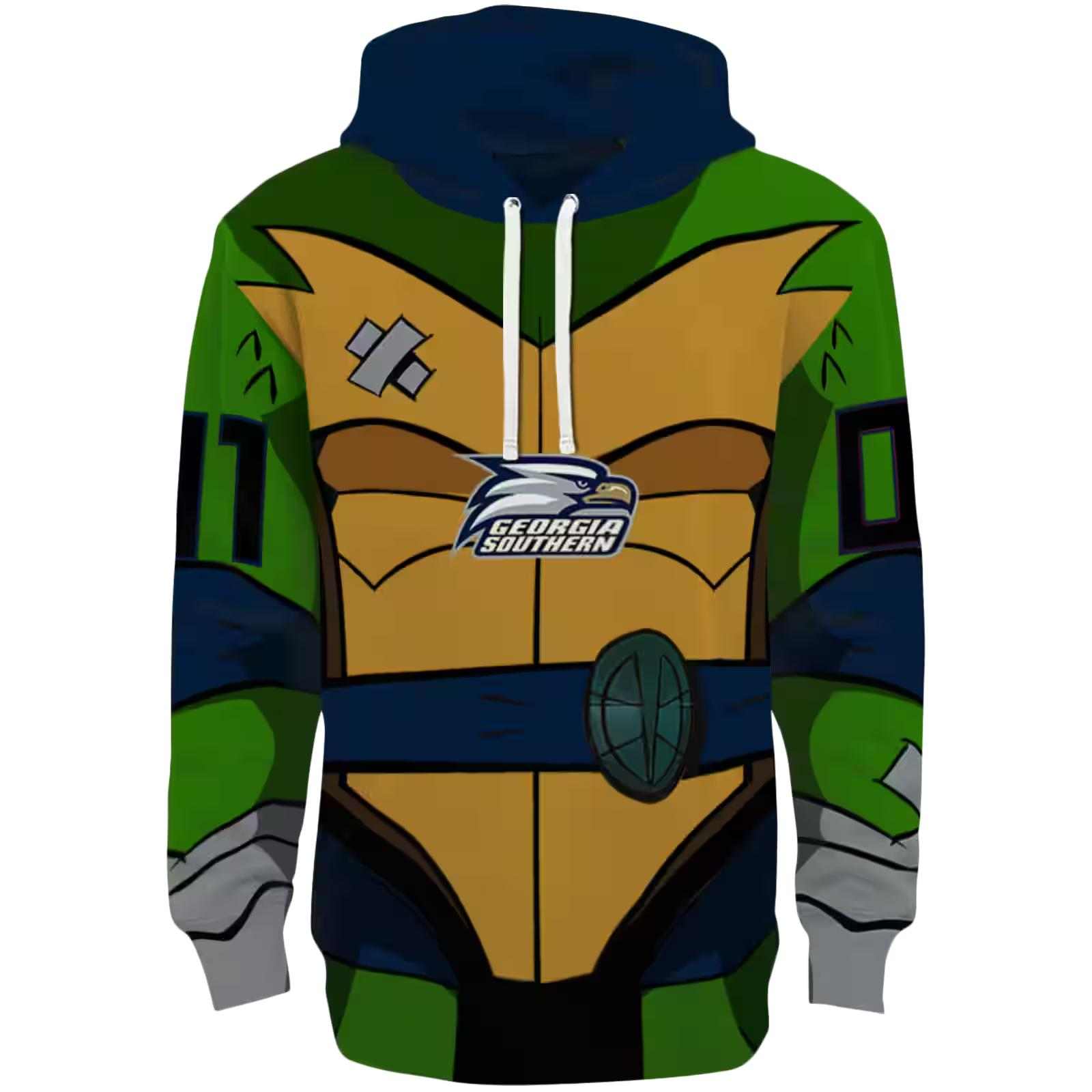 Customized Georgia Southern Eagles Superhero Armor Blue Green Hoodie