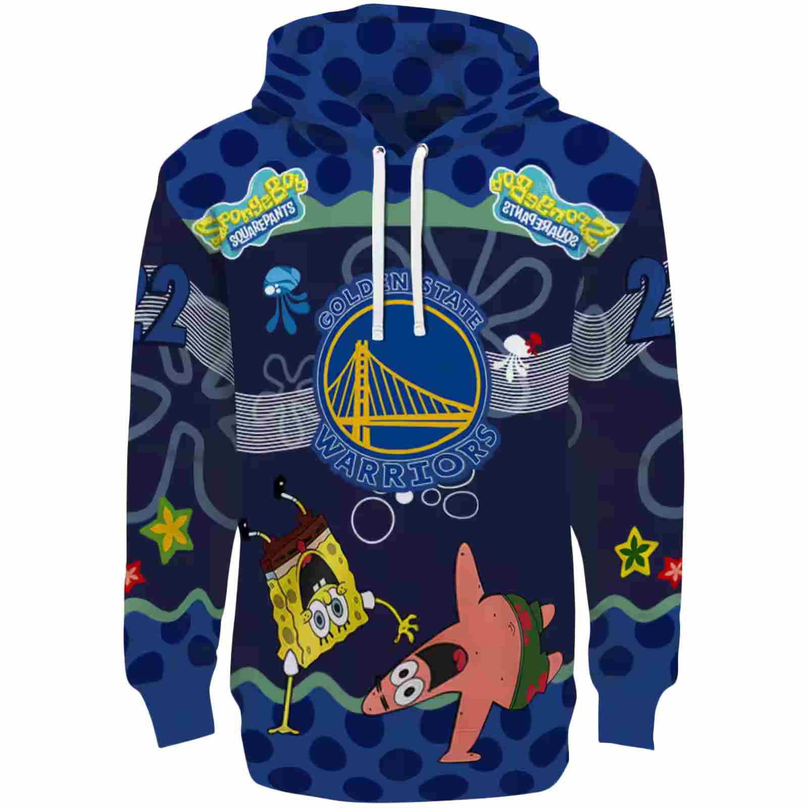 Customized Golden State Warriors Spongebob Patrick Star Blue Navy Hoodie