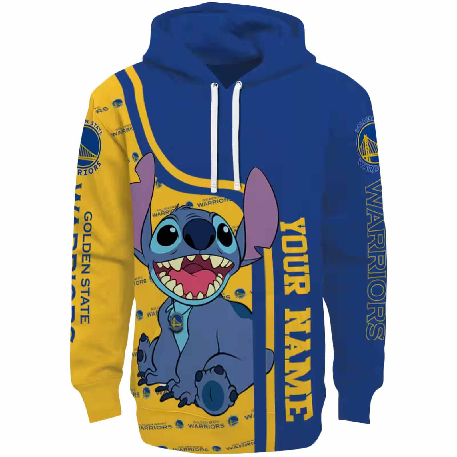 Customized Golden State Warriors Stitch Blue Hoodie