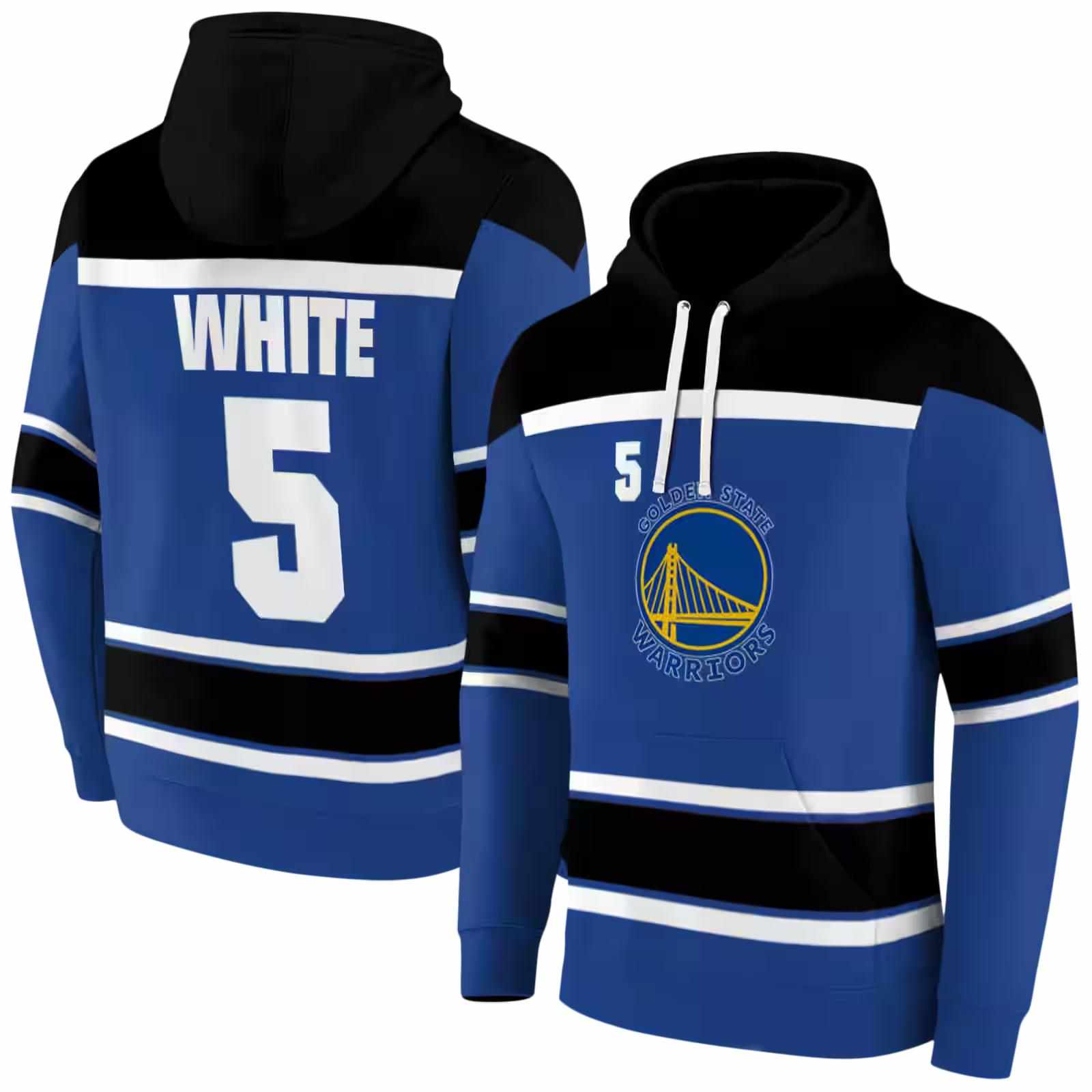 customized golden state warriors striped pattern blue hoodie fashion forward