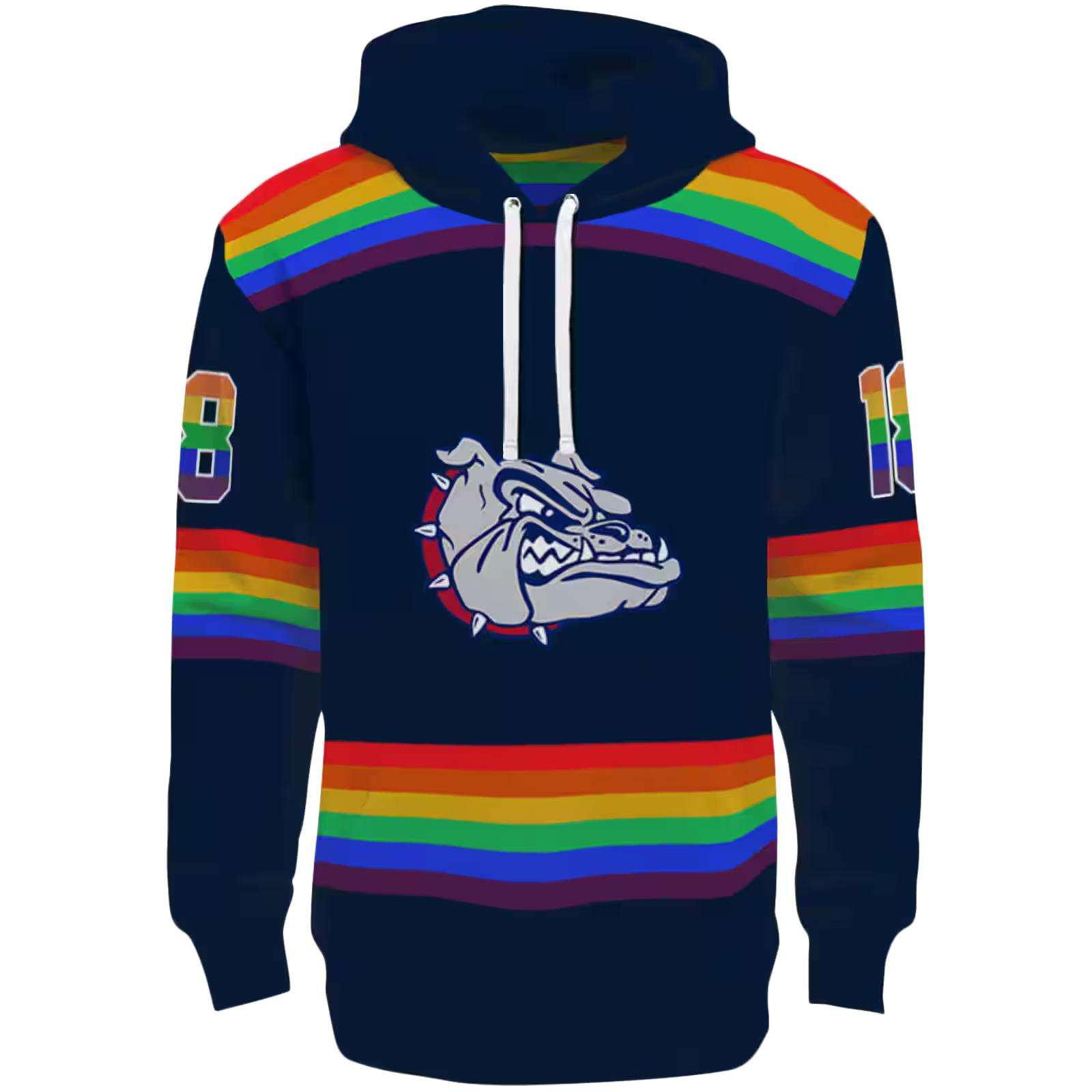 Customized Gonzaga Bulldogs Rainbow Stripes Blue Hoodie
