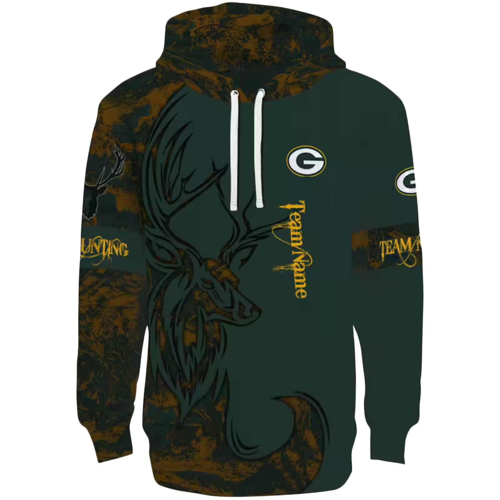 Customized Green Bay Packers Deer Silhouette Green Hoodie