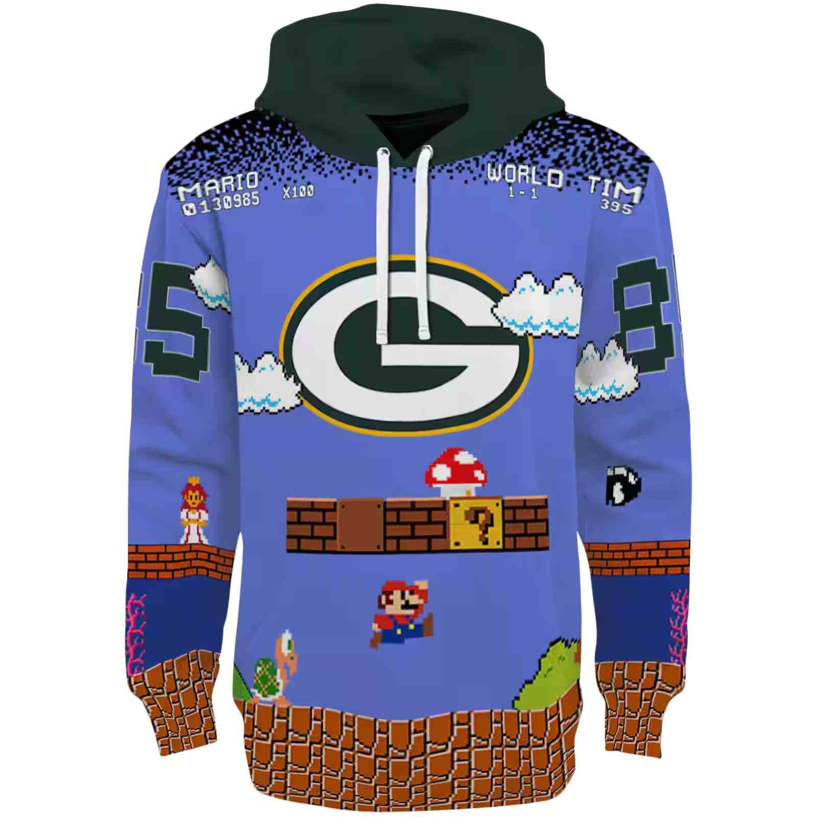 Customized Green Bay Packers Mario Blue Black Hoodie