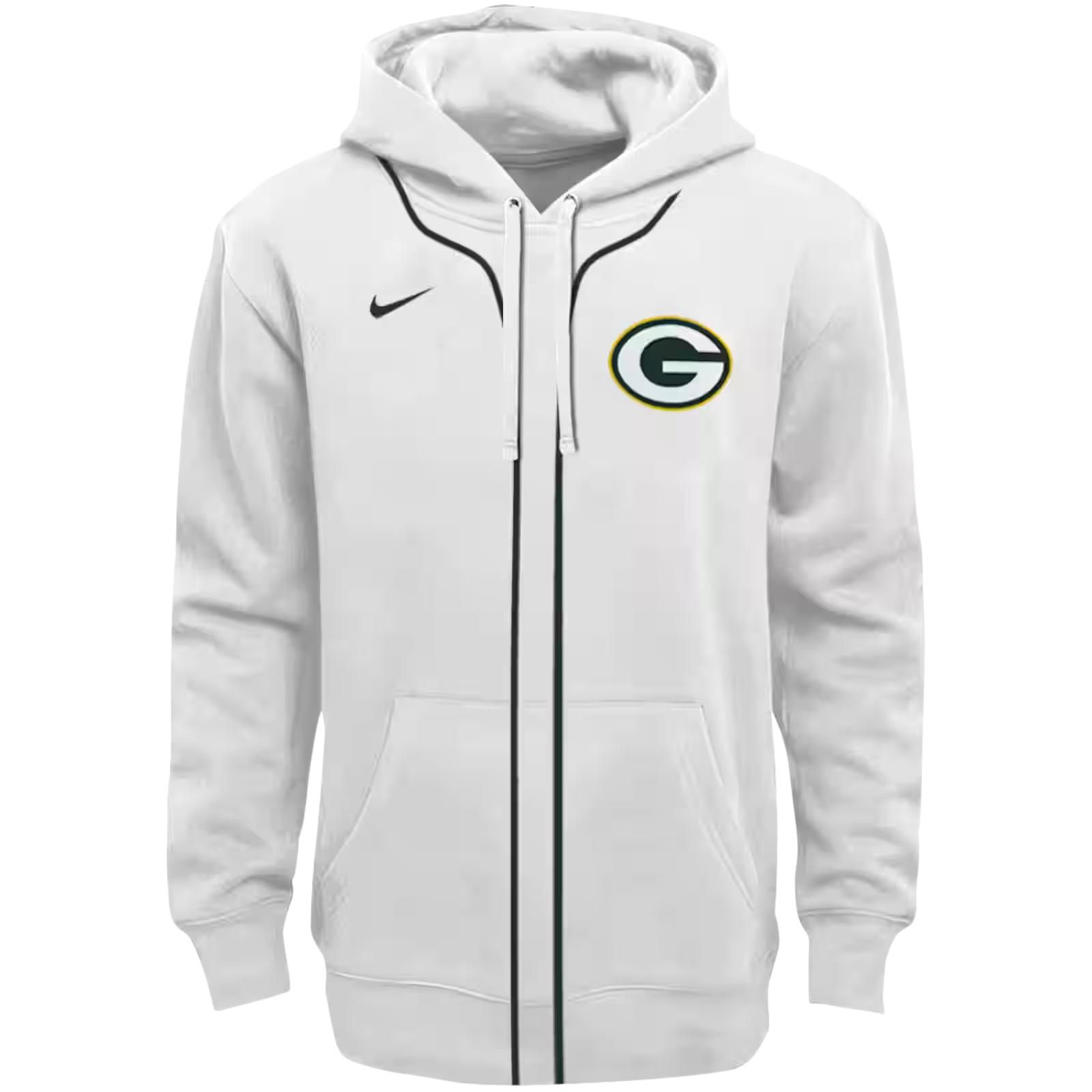 Customized Green Bay Packers Sporty Stripe White Hoodie