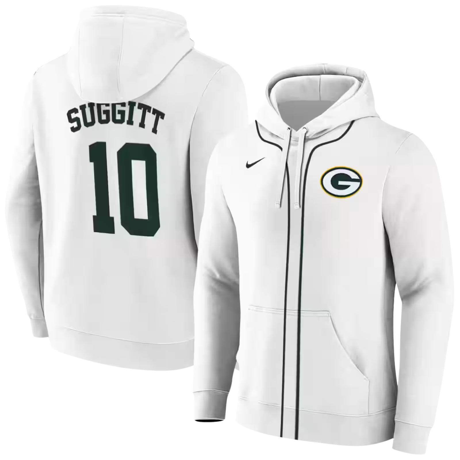 customized green bay packers sporty stripe white hoodie fashion forward