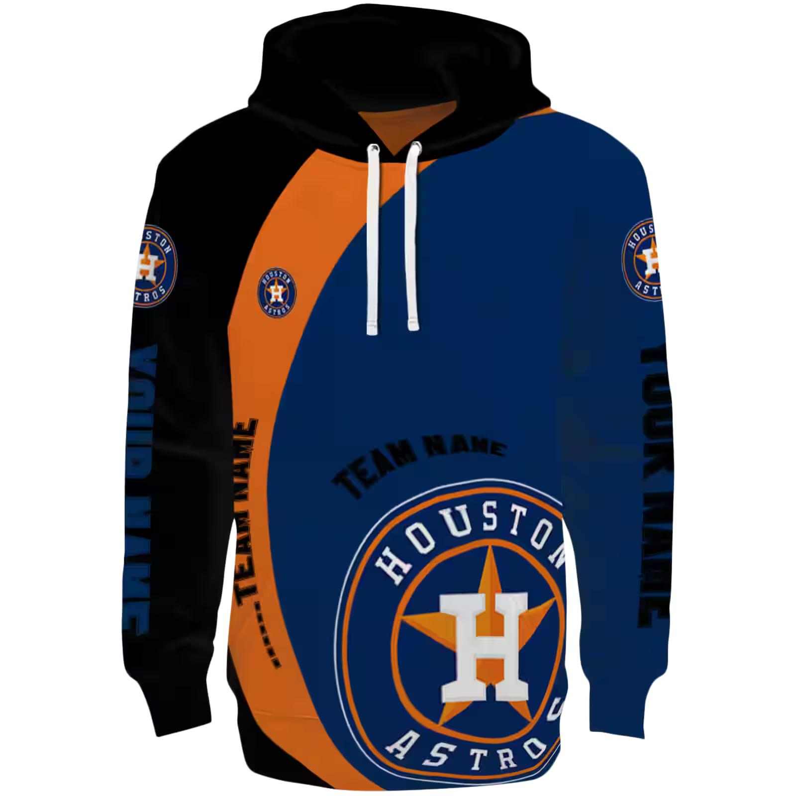 Customized Houston Astros Minimalist Design Blue Black Hoodie