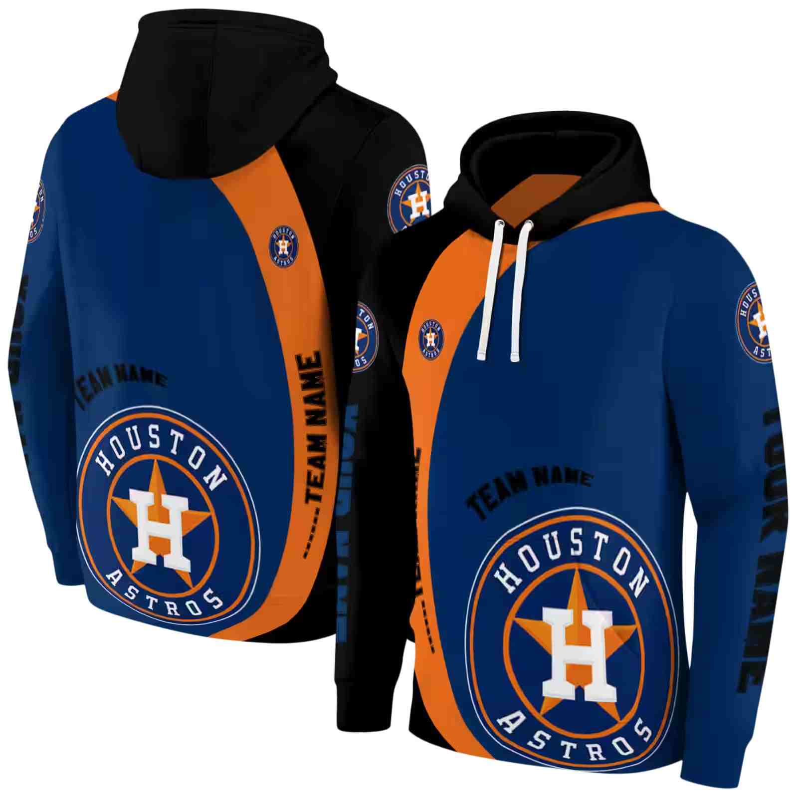 customized houston astros minimalist design blue black hoodie fashion forward