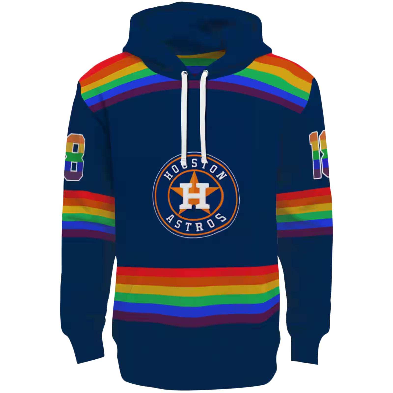 Customized Houston Astros Rainbow Stripes Blue Hoodie