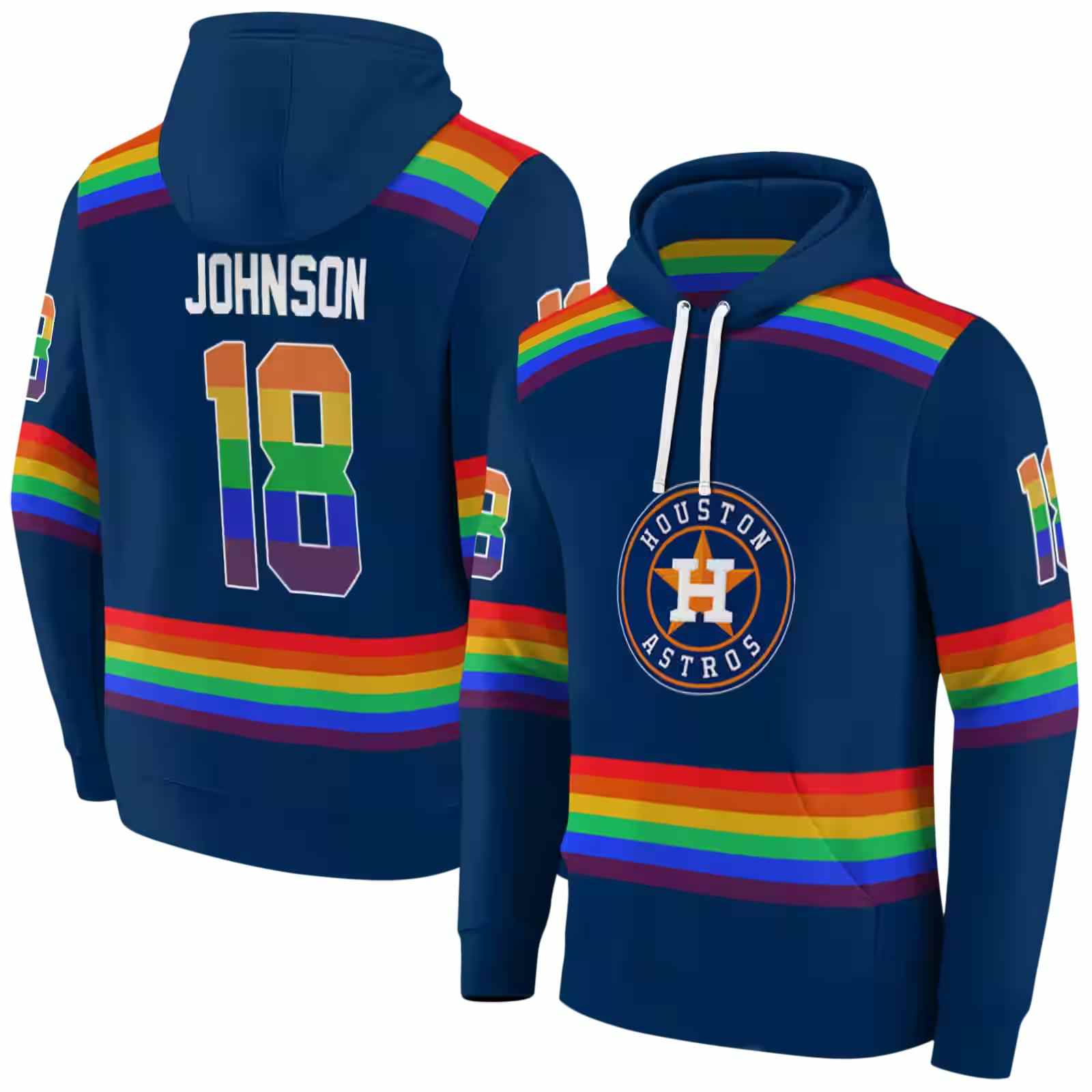 customized houston astros rainbow stripes blue hoodie fashion forward