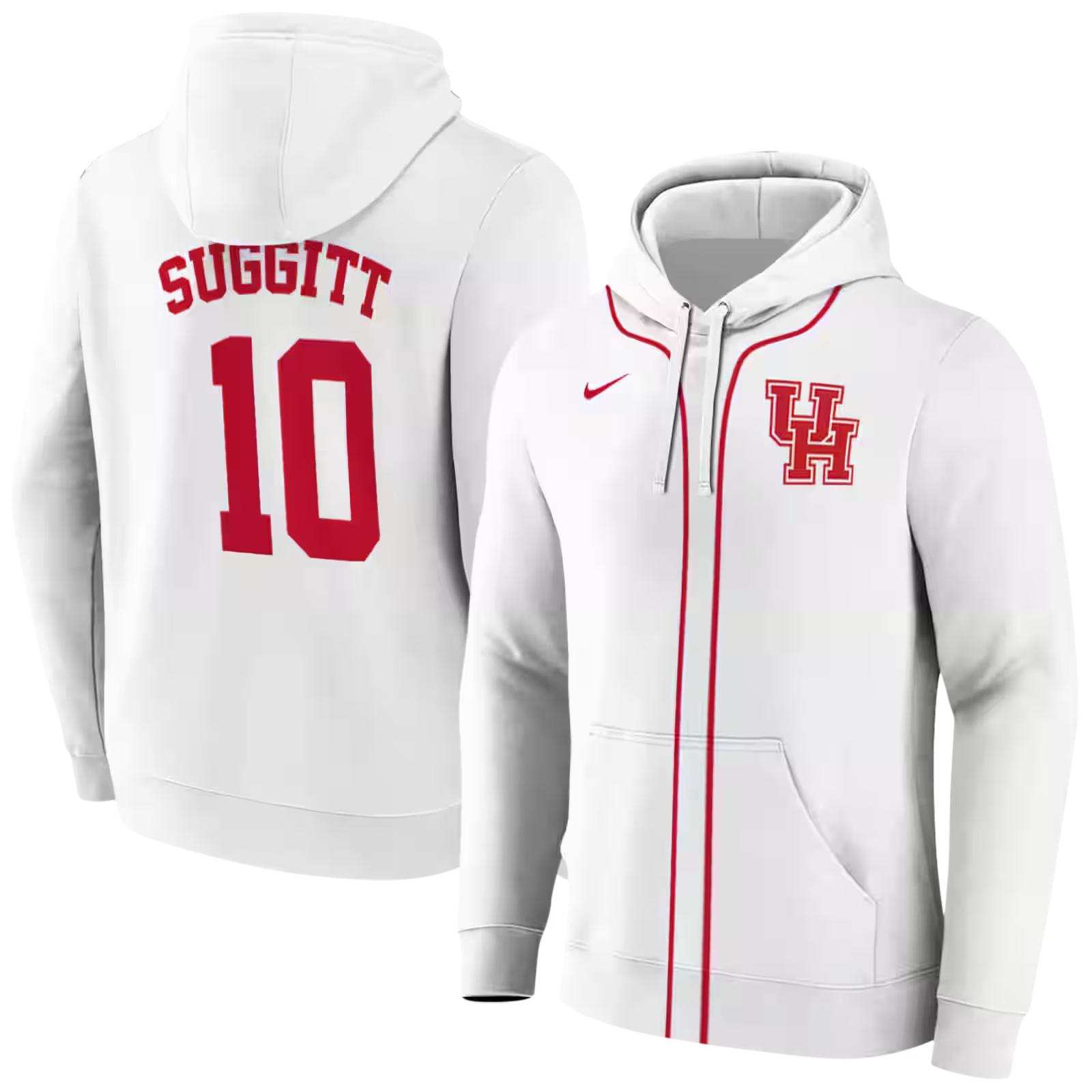 customized houston cougars sporty stripe white hoodie fashion forward