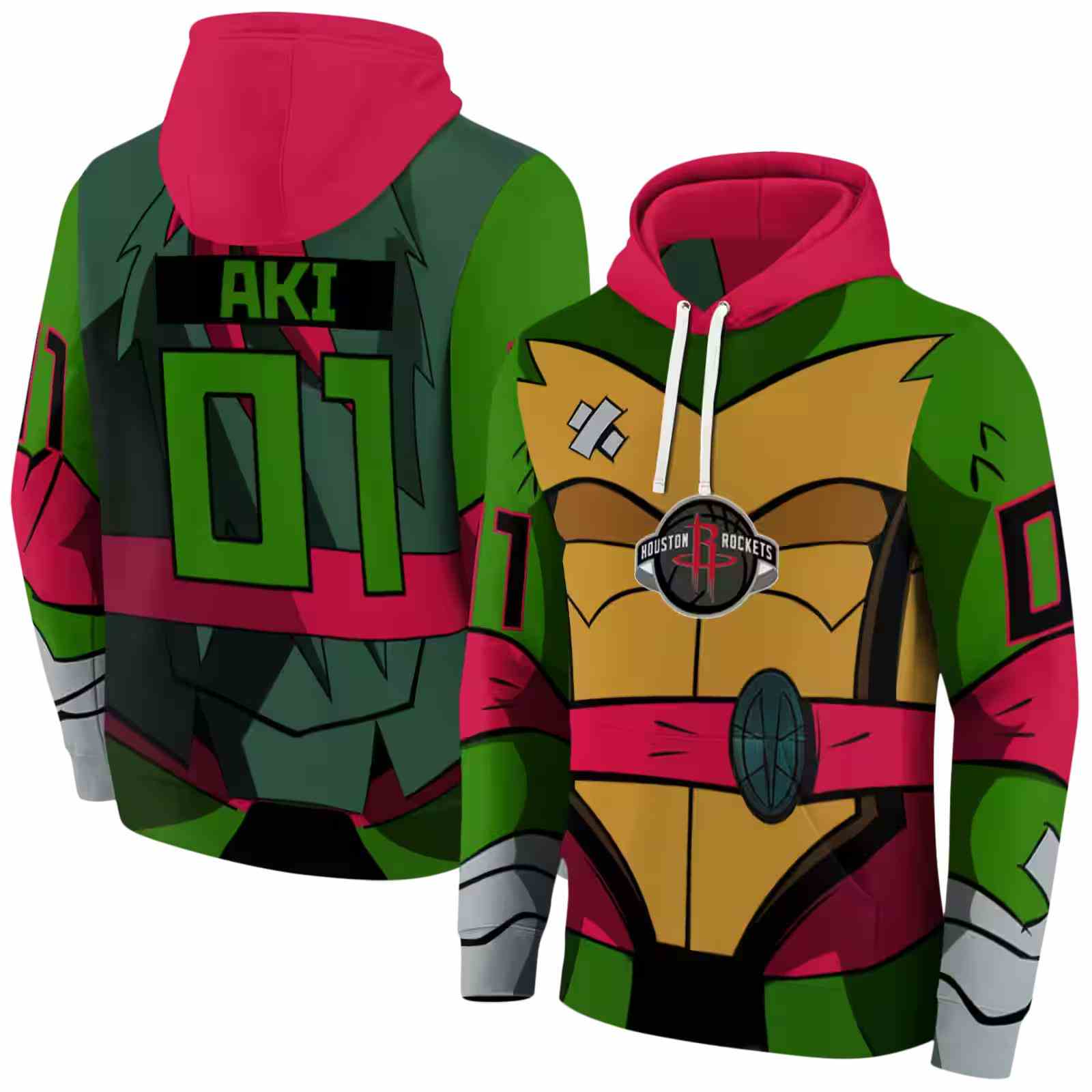 customized houston rockets superhero armor red green hoodie fashion forward