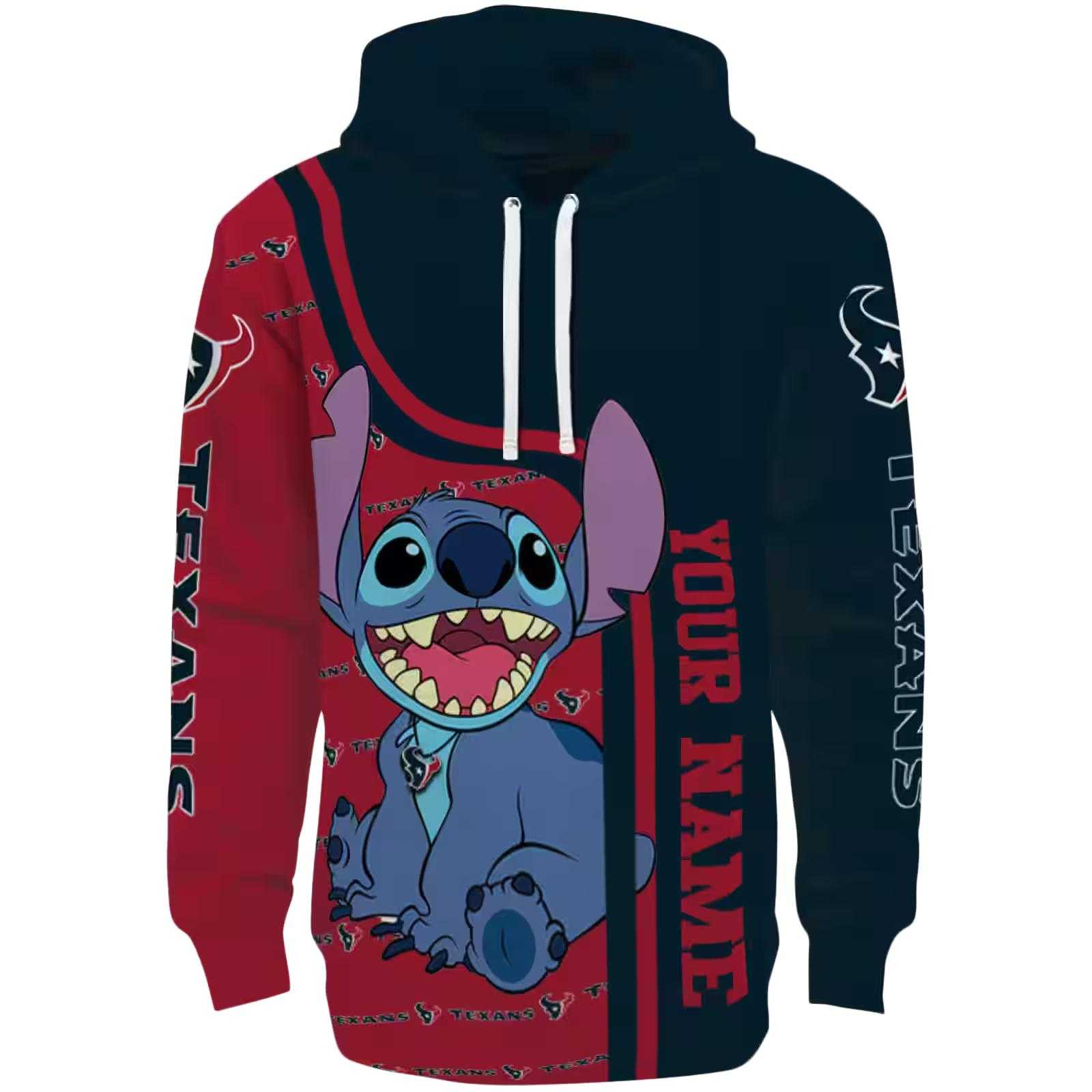 Customized Houston Texans Stitch Blue Hoodie