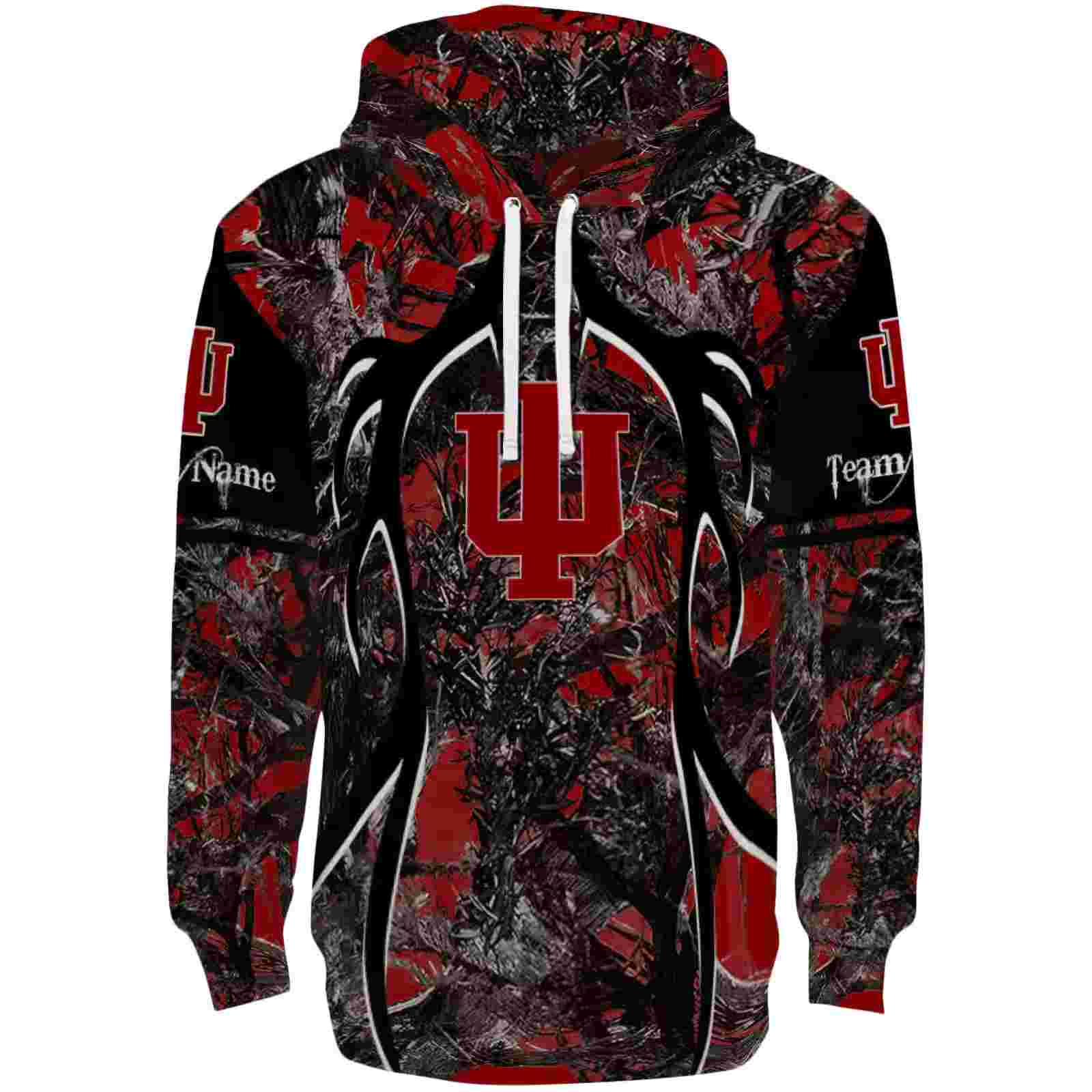 Customized Indiana Hoosiers Hunting Theme Red Black Hoodie