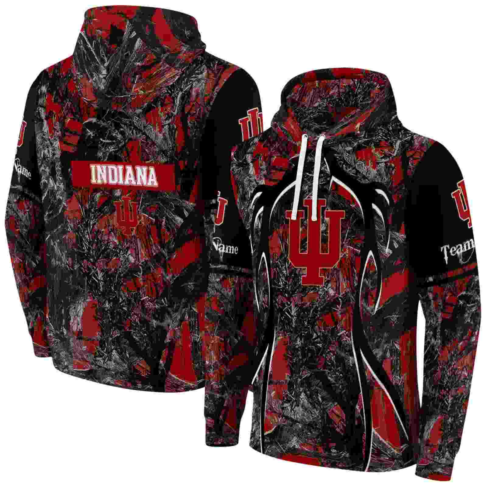 customized indiana hoosiers hunting theme red black hoodie fashion forward