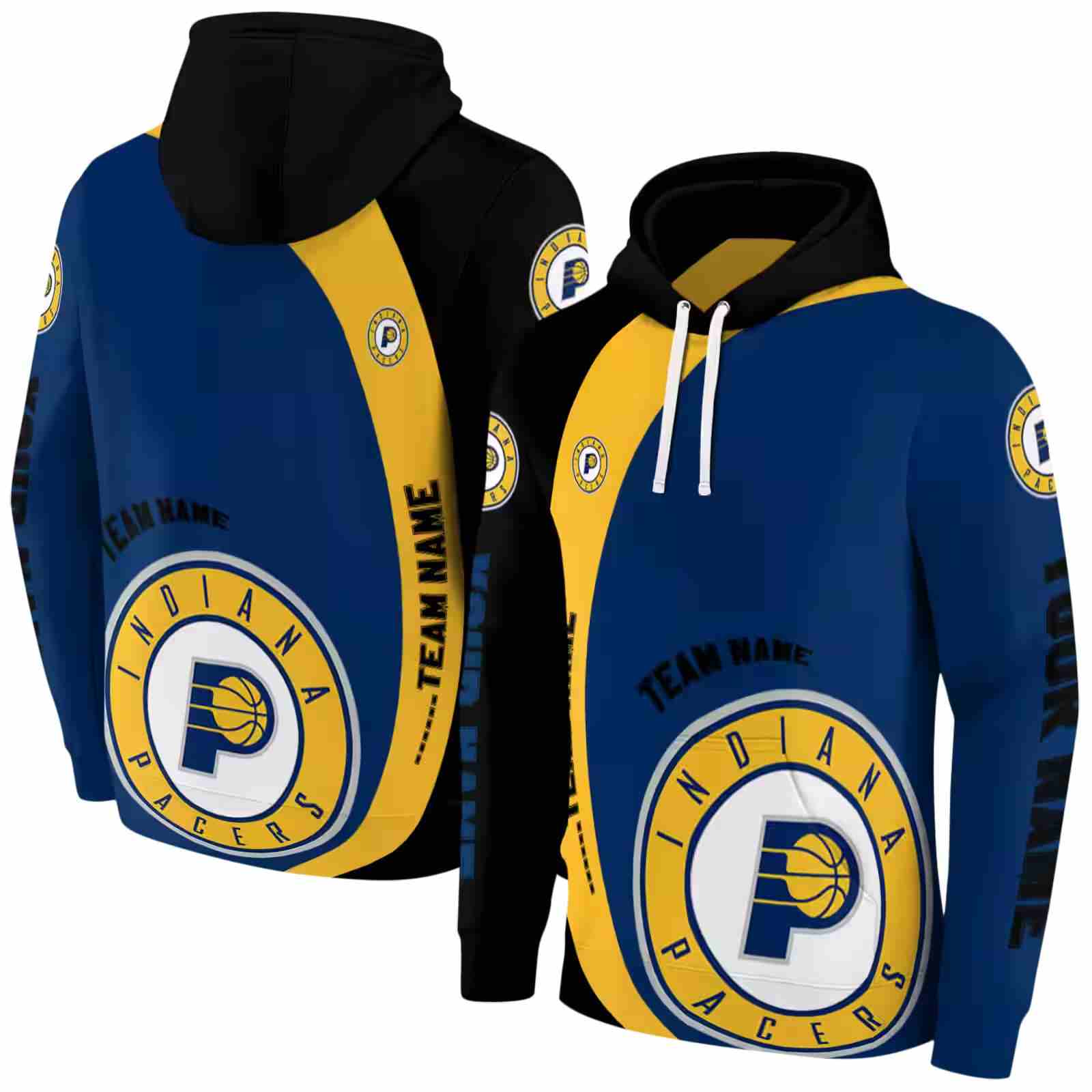 customized indiana pacers minimalist design blue black hoodie fashion forward