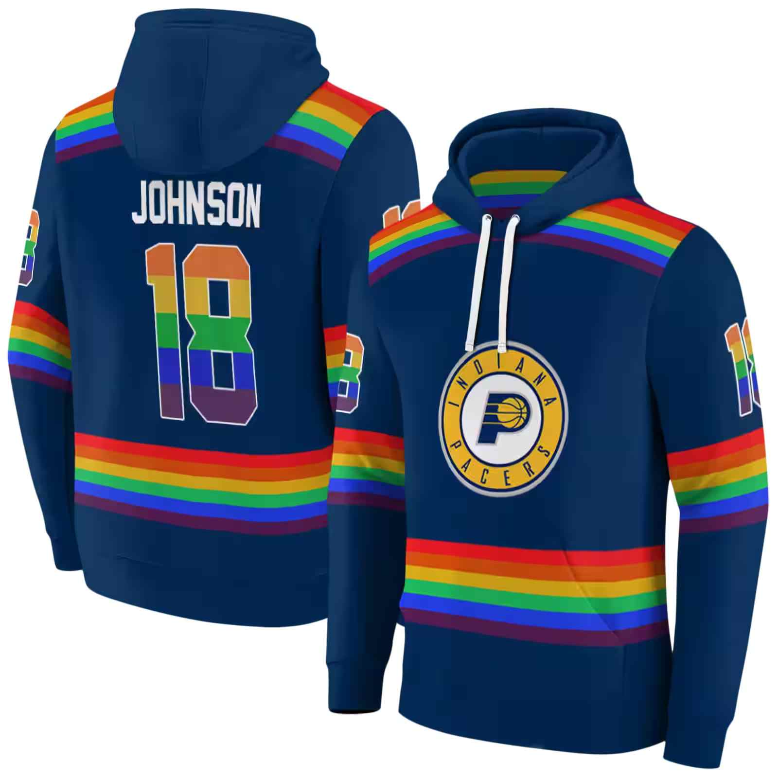 customized indiana pacers rainbow stripes blue hoodie fashion forward