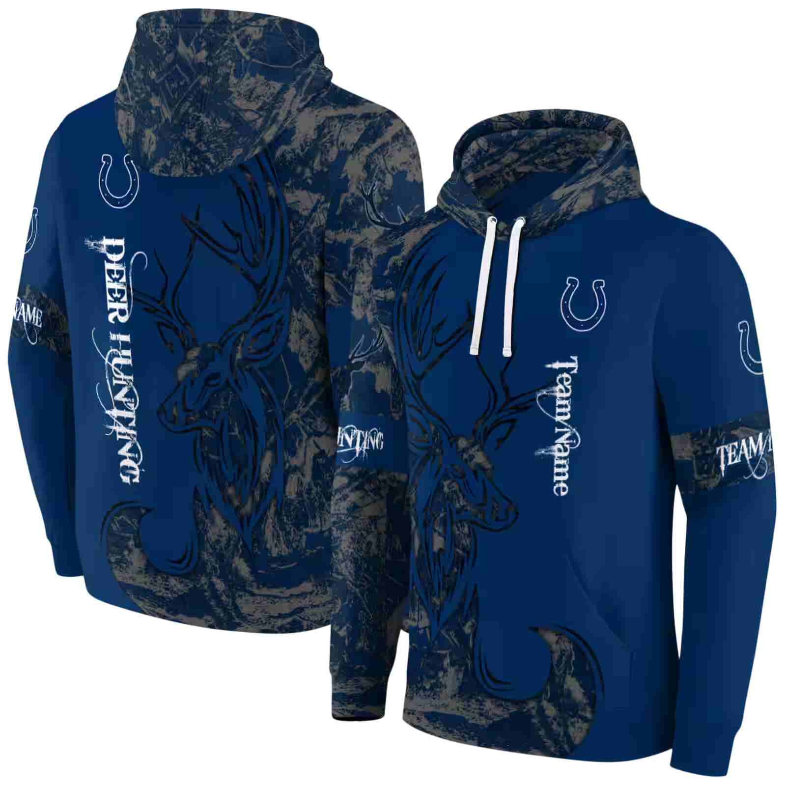 customized indianapolis colts deer silhouette blue hoodie fashion forward