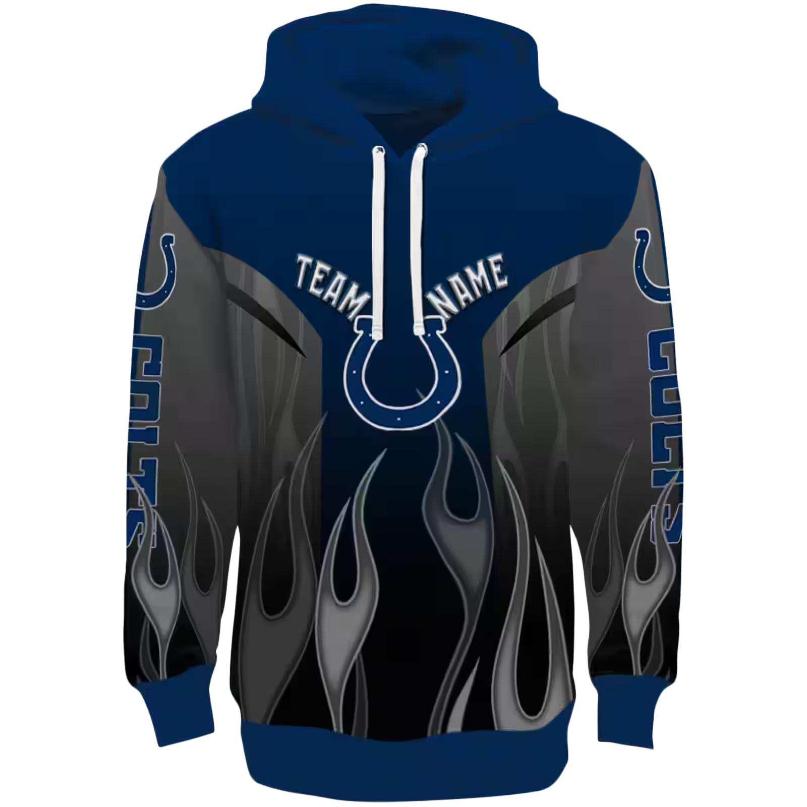 Customized Indianapolis Colts Flame Design Blue Hoodie