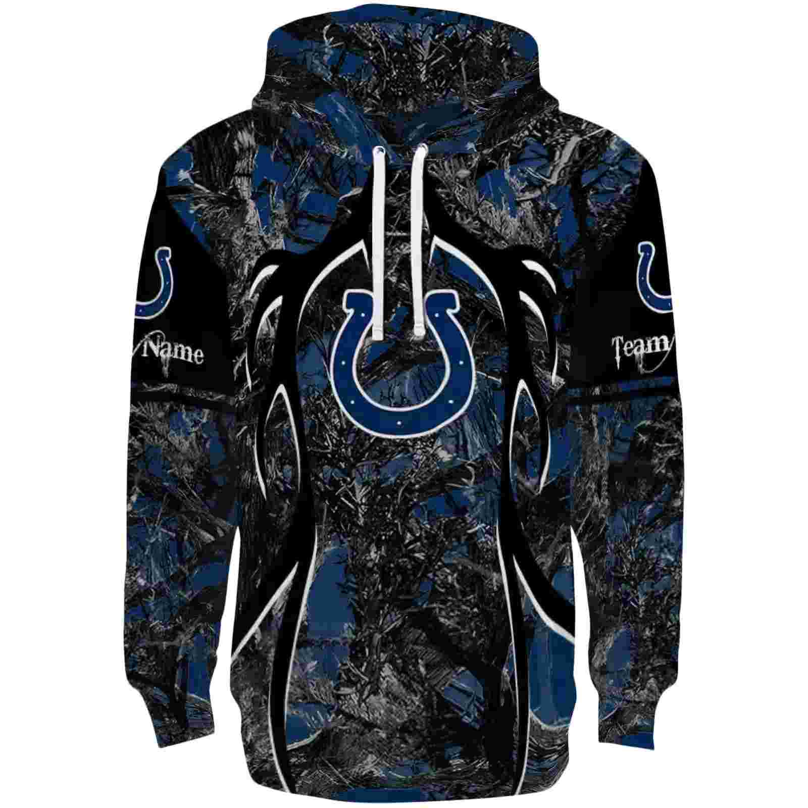 Customized Indianapolis Colts Hunting Theme Blue Black Hoodie