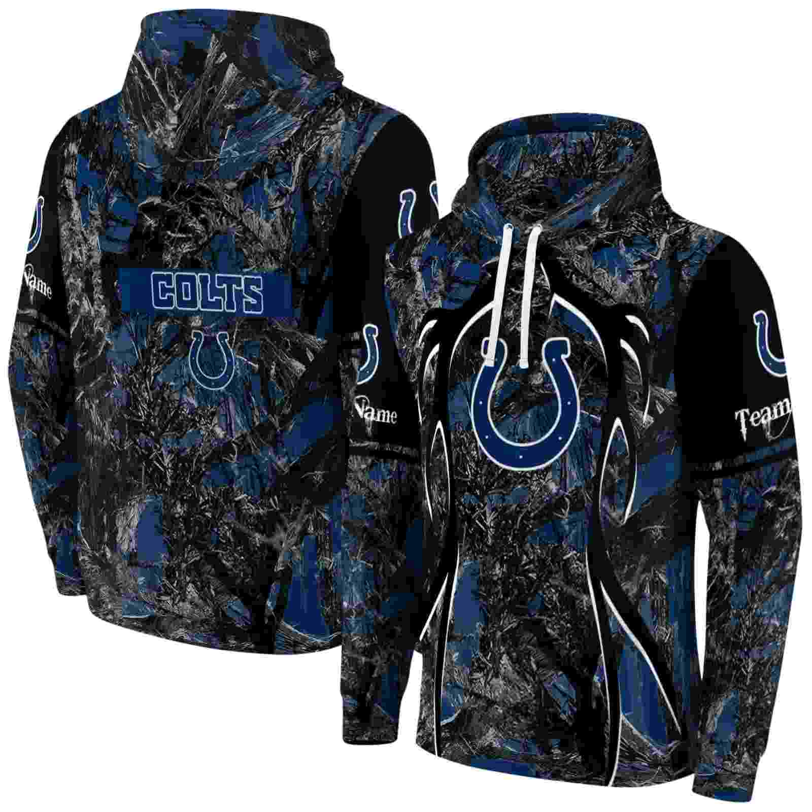 customized indianapolis colts hunting theme blue black hoodie fashion forward