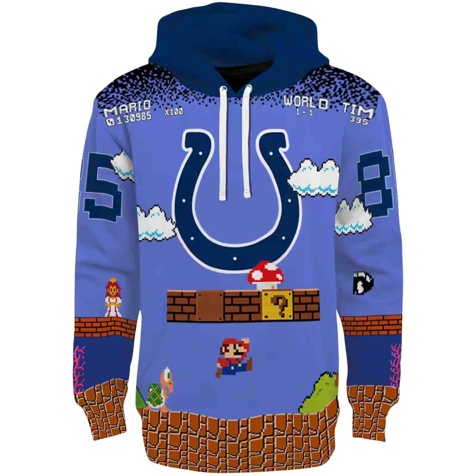 Customized Indianapolis Colts Mario Blue Black Hoodie