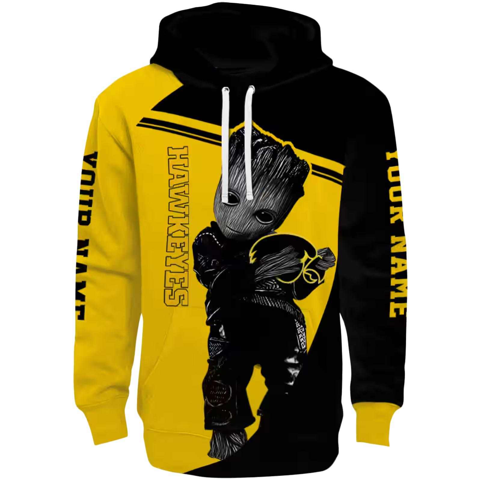 Customized Iowa Hawkeyes Groot Black Hoodie