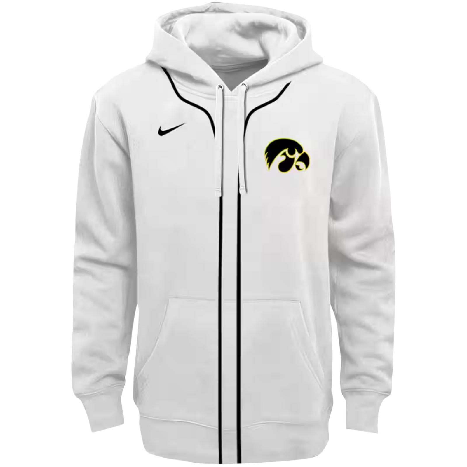 Customized Iowa Hawkeyes Sporty Stripe White Hoodie