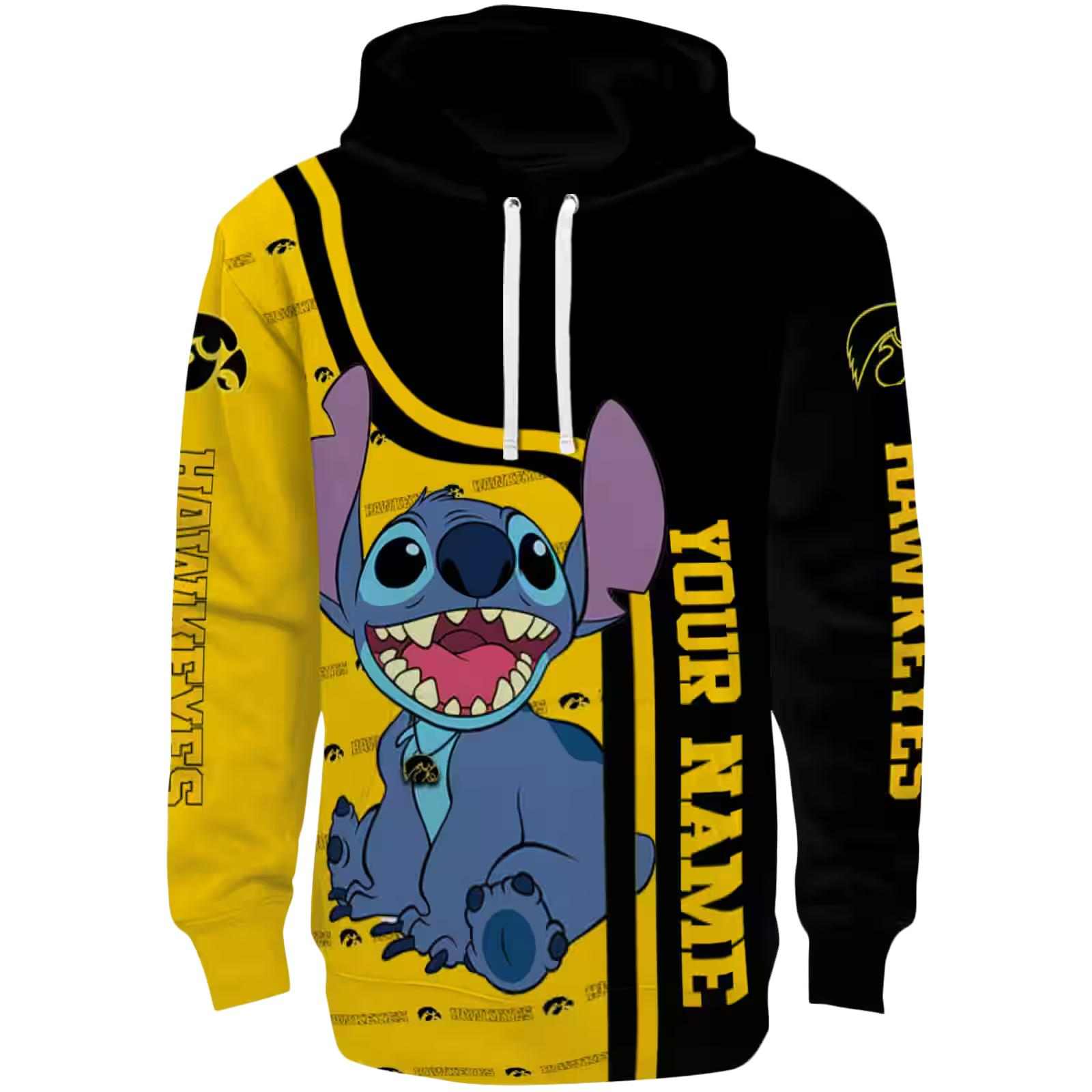 Customized Iowa Hawkeyes Stitch Black Hoodie